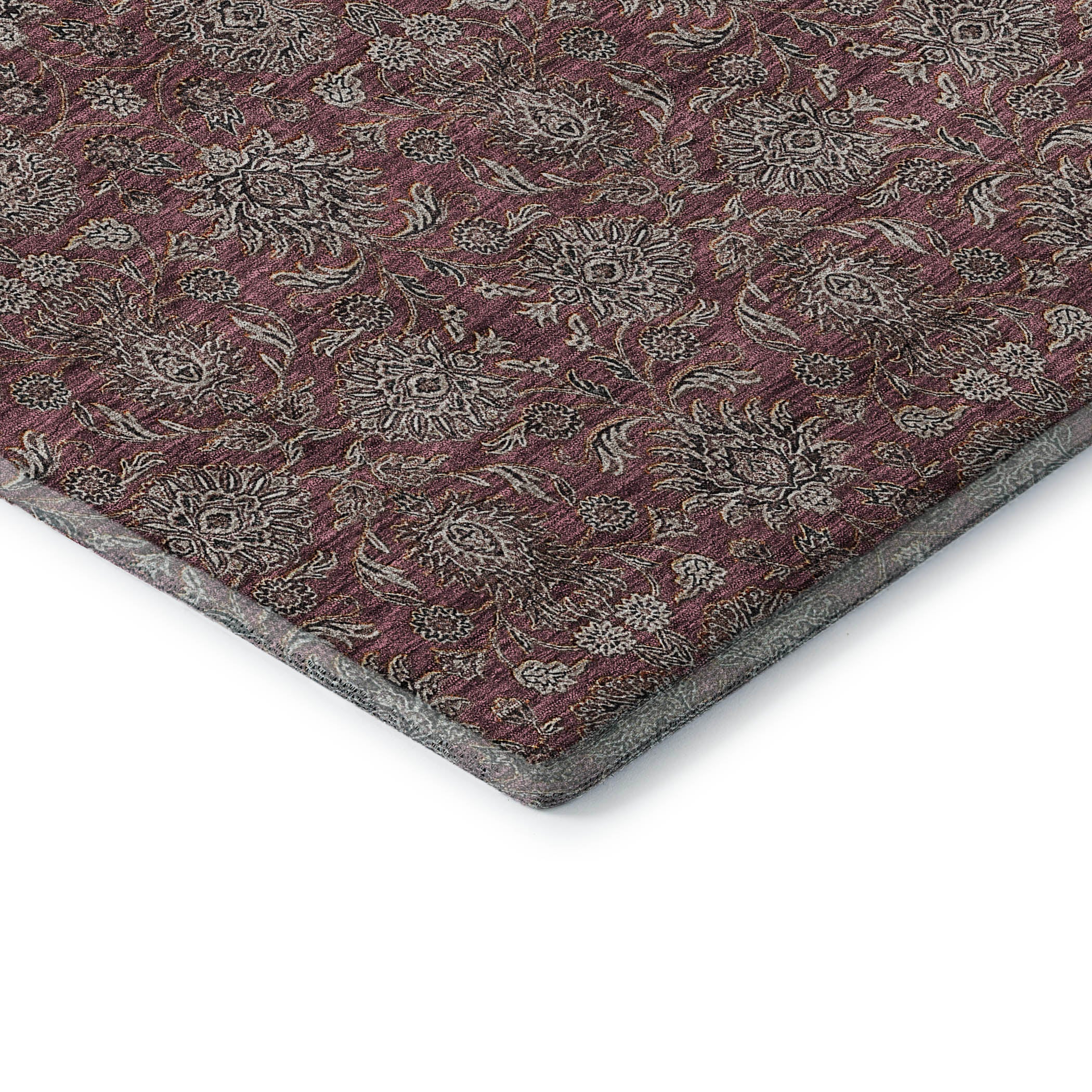 Rome Machine Washable Transitional Merlot Red Rug 1'8" x 2'6" #shape_Rectangle