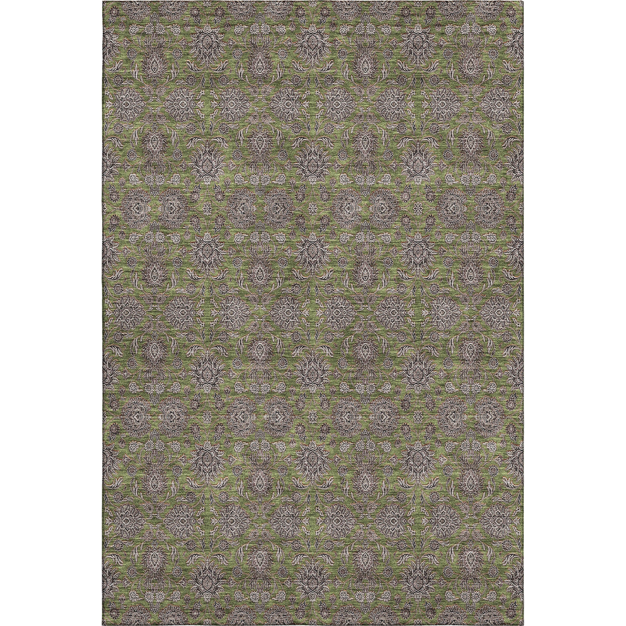Rome Machine Washable Transitional Olive Green Rug 2'6" x 3'10" #shape_Rectangle