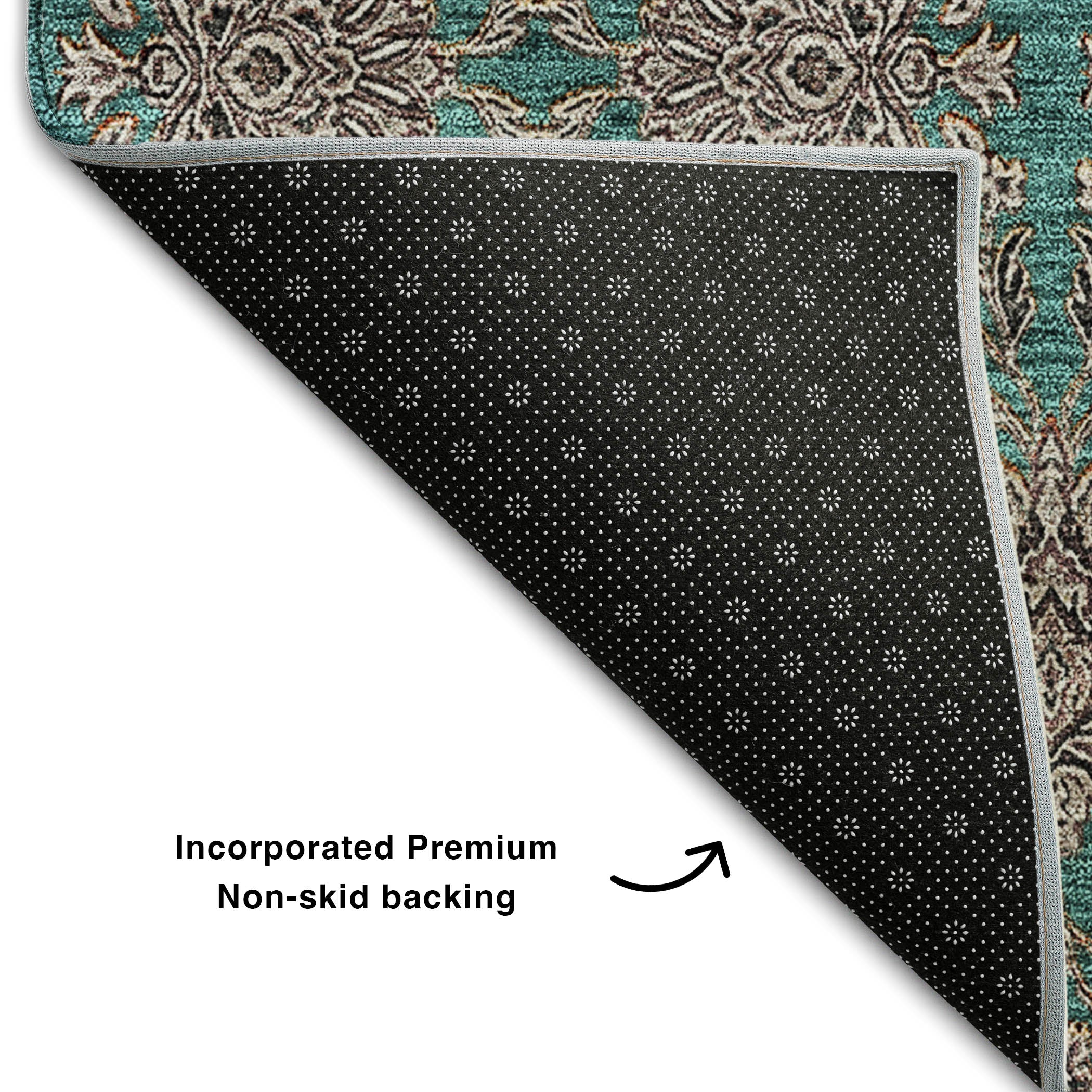 Rome Machine Washable Transitional Teal Rug 1'8" x 2'6" #shape_Rectangle