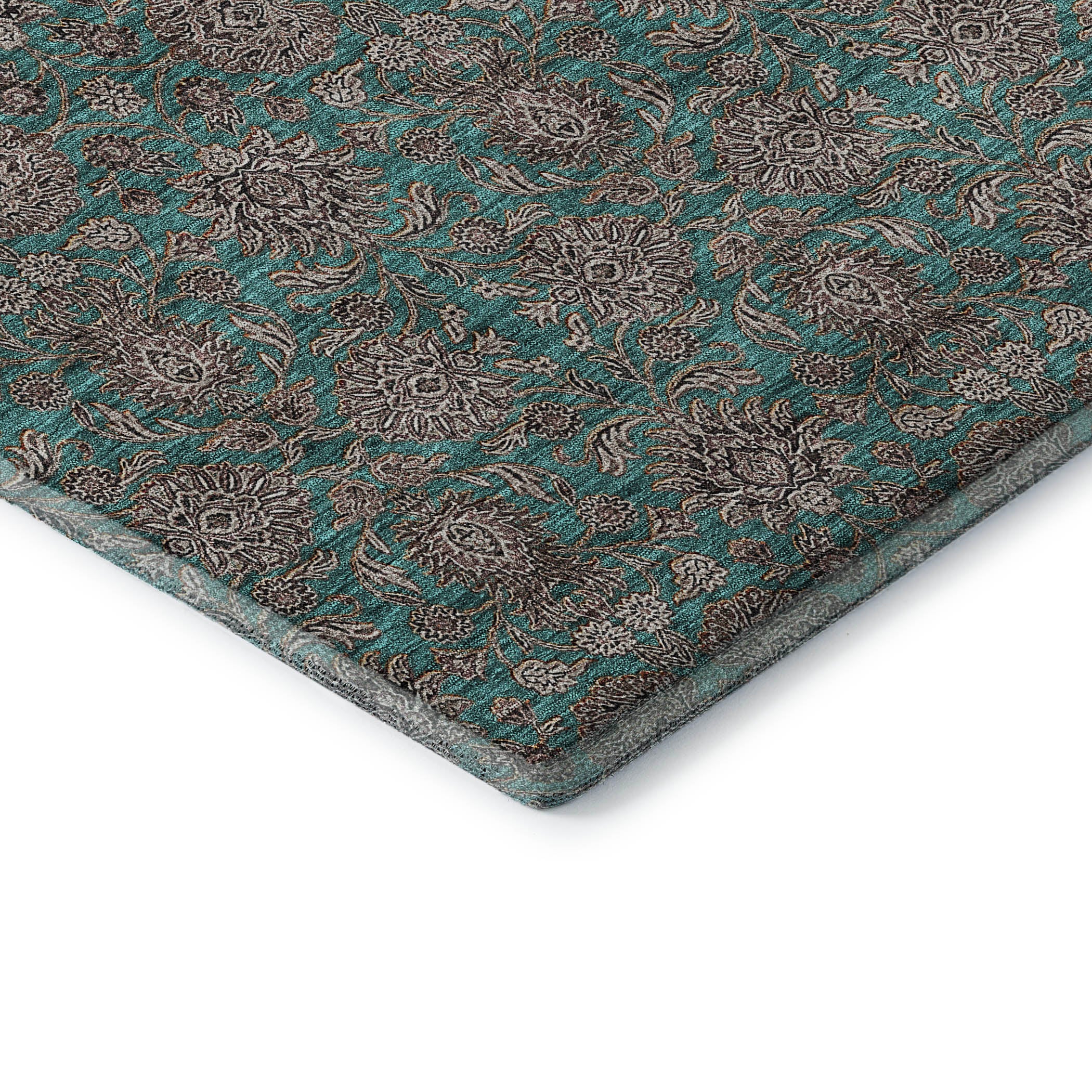 Rome Machine Washable Transitional Teal Rug 1'8" x 2'6" #shape_Rectangle