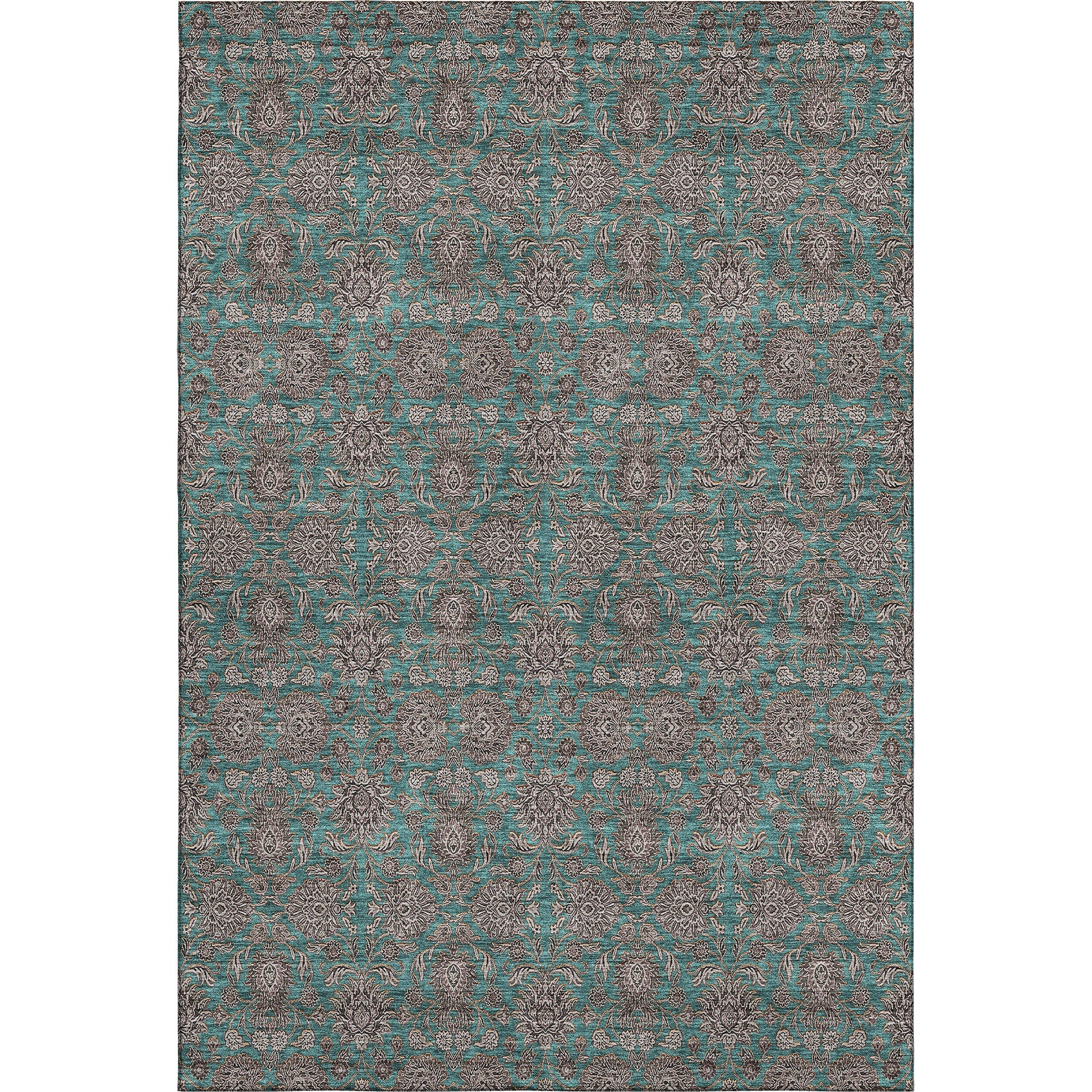 Rome Machine Washable Transitional Teal Rug 2'6" x 3'10" #shape_Rectangle