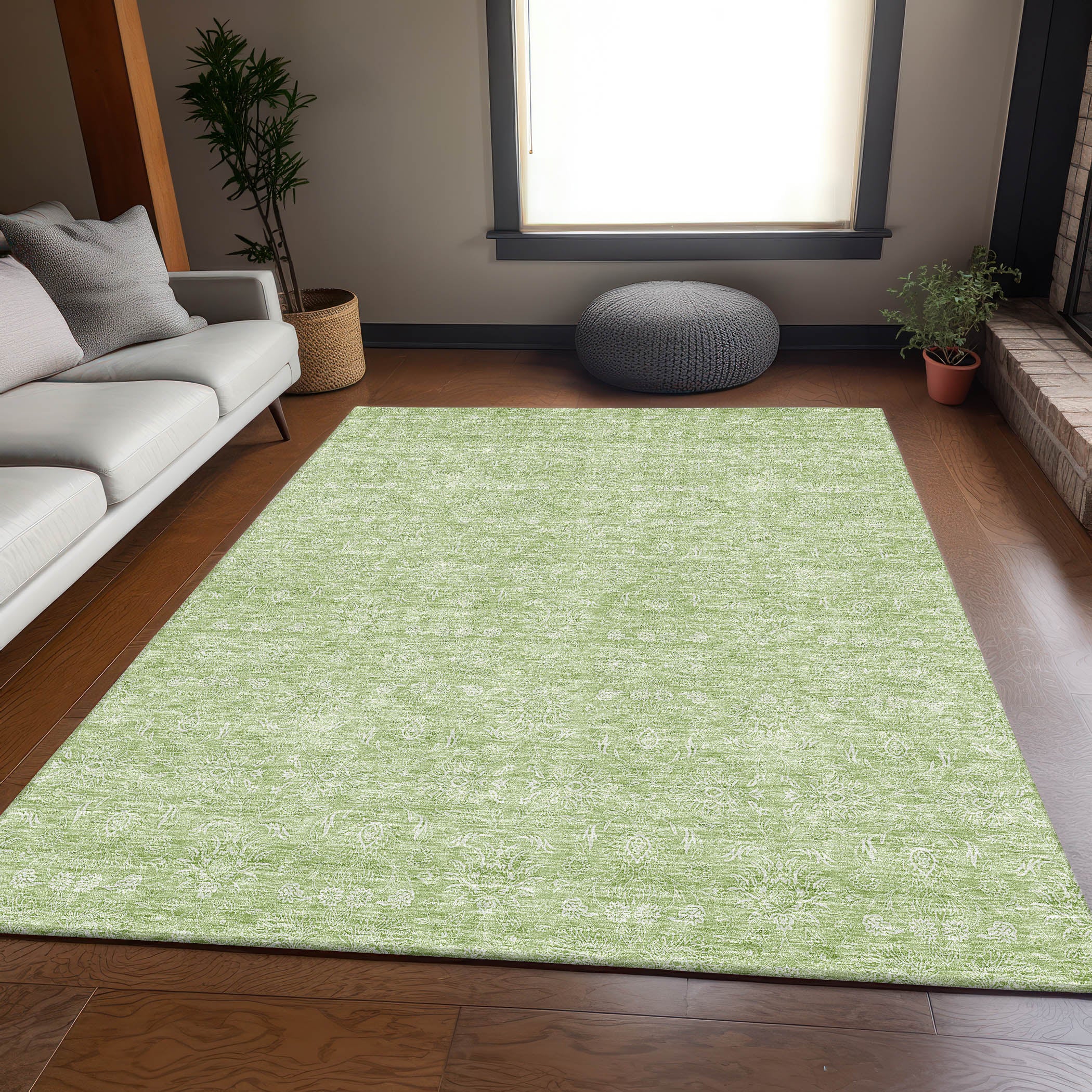 Marrakech Machine Washable Transitional Aloe Green Rug 2'6" x 3'10" #shape_Rectangle