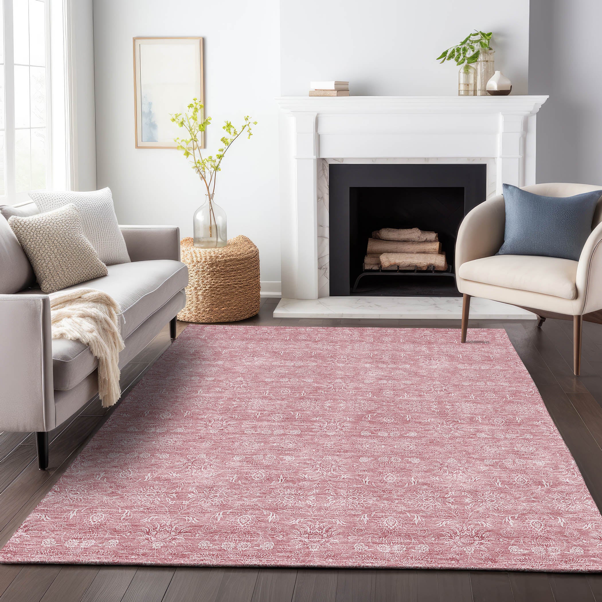Marrakech Machine Washable Transitional Blush Pink Rug 2'6" x 3'10" #shape_Rectangle
