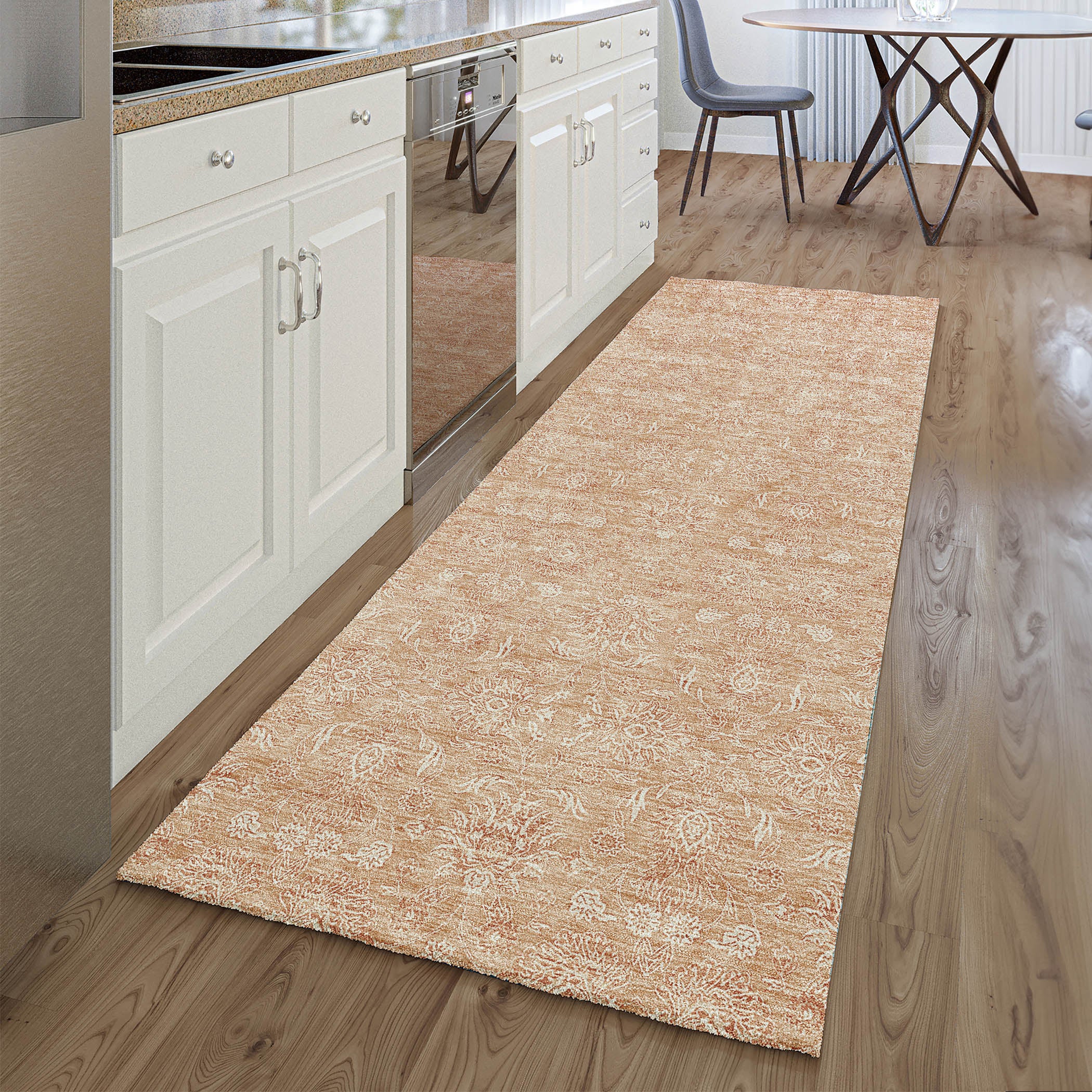 Marrakech Machine Washable Transitional Coral Orange Rug 2'3" x 7'6" #shape_Runner