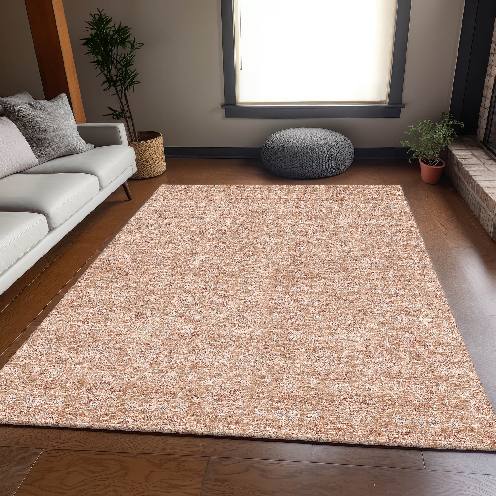 Marrakech Machine Washable Transitional Coral Orange Rug 2'6" x 3'10" #shape_Rectangle