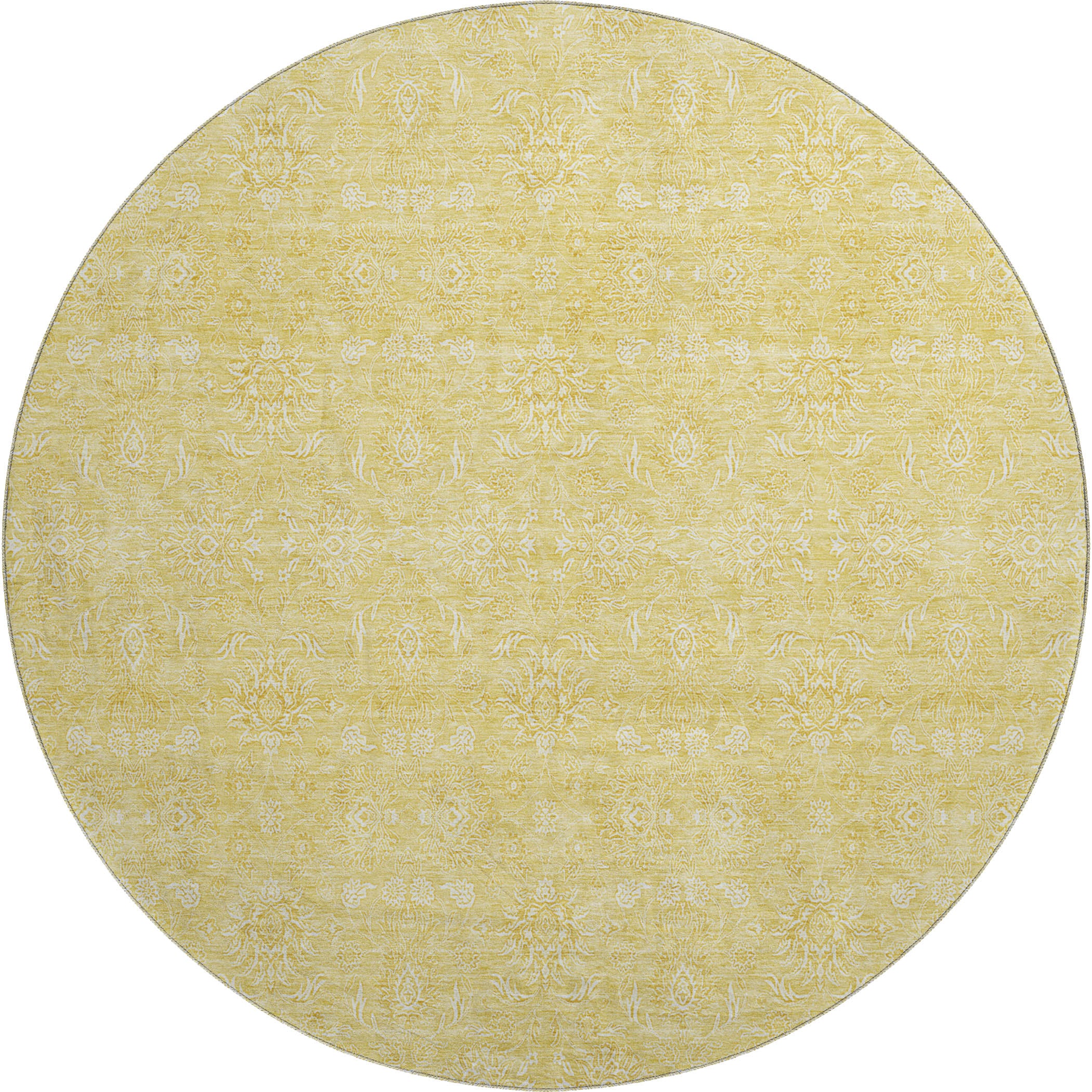 Marrakech Machine Washable Transitional Honey Gold Rug 8' x 8' #shape_Round