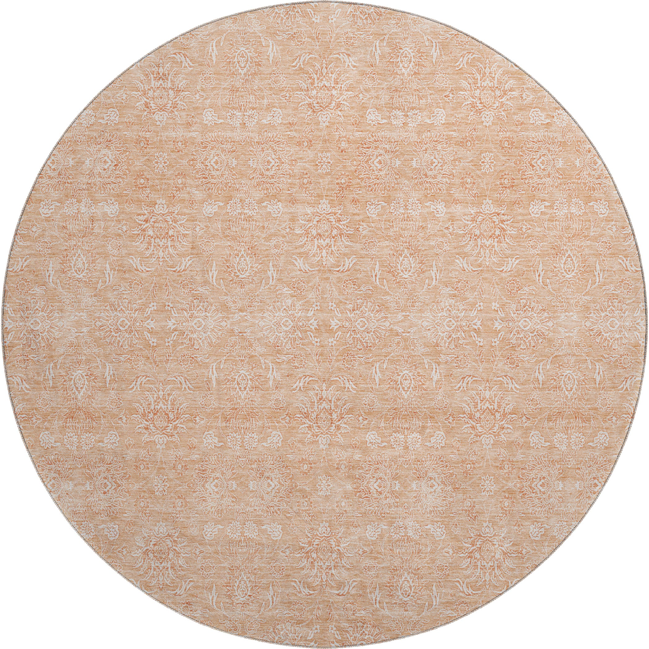 Marrakech Machine Washable Transitional Peach Orange Rug 8' x 8' #shape_Round