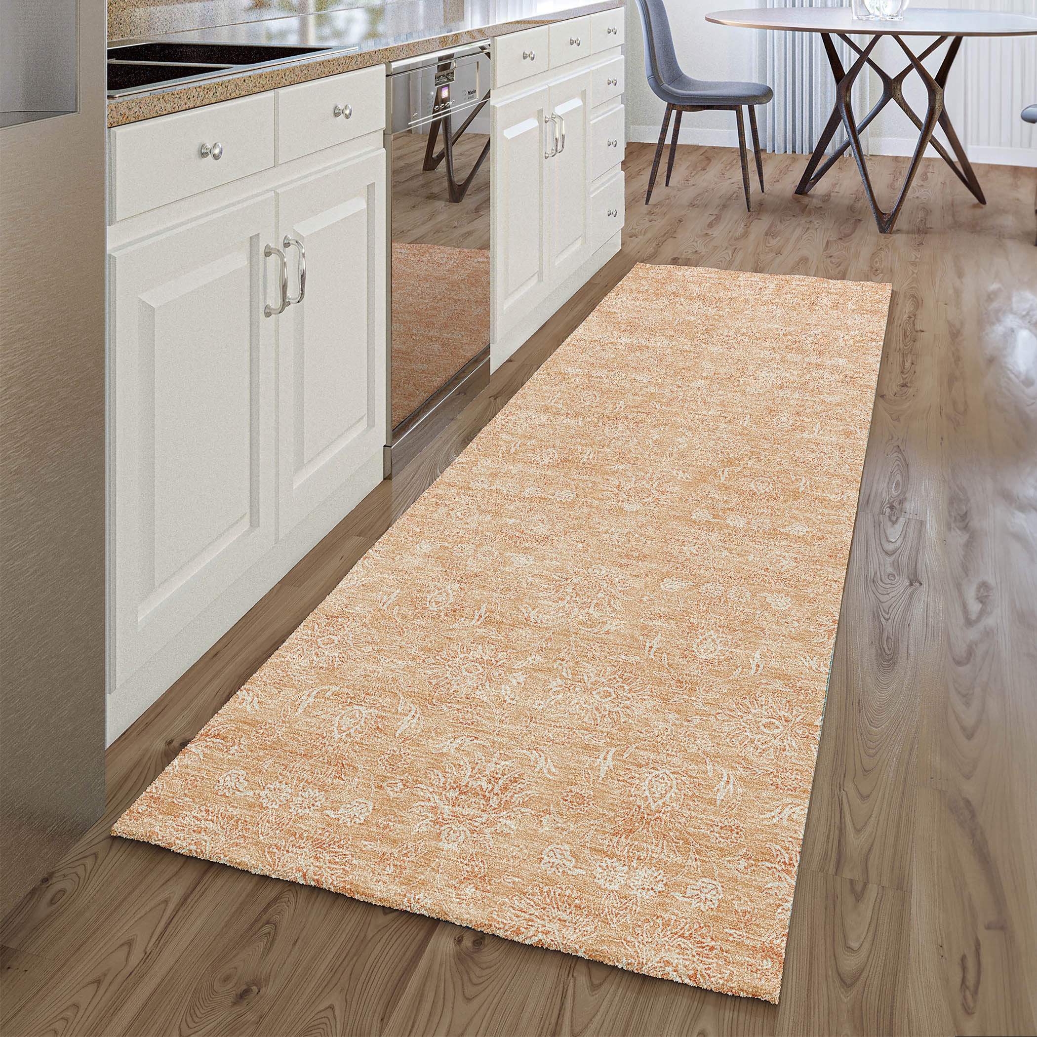 Marrakech Machine Washable Transitional Peach Orange Rug 2'3" x 7'6" #shape_Runner