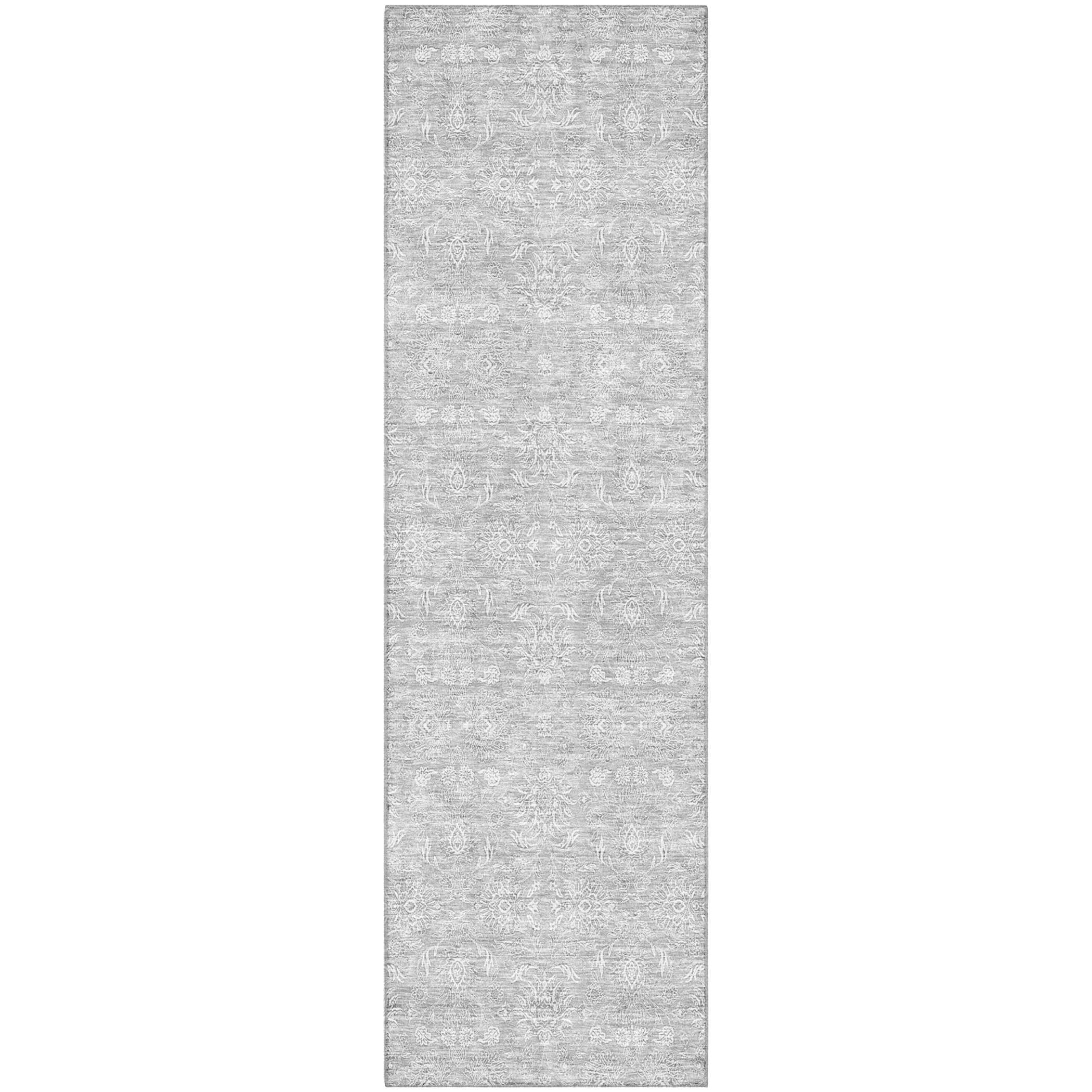 Marrakech Machine Washable Transitional Silver Gray Rug 2'3" x 7'6" #shape_Runner