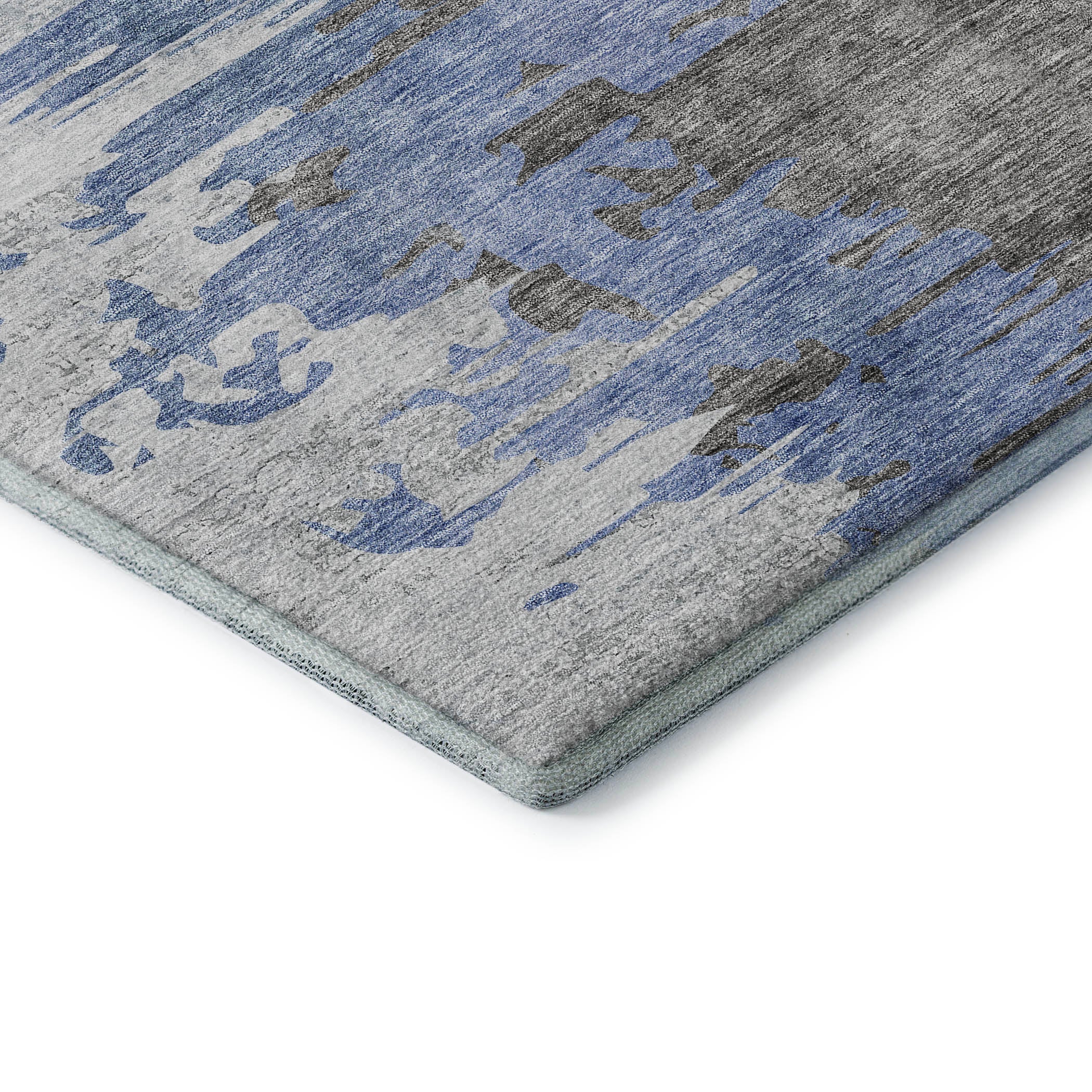 Siena Machine Washable Transitional Blue Rug 1'8" x 2'6" #shape_Rectangle