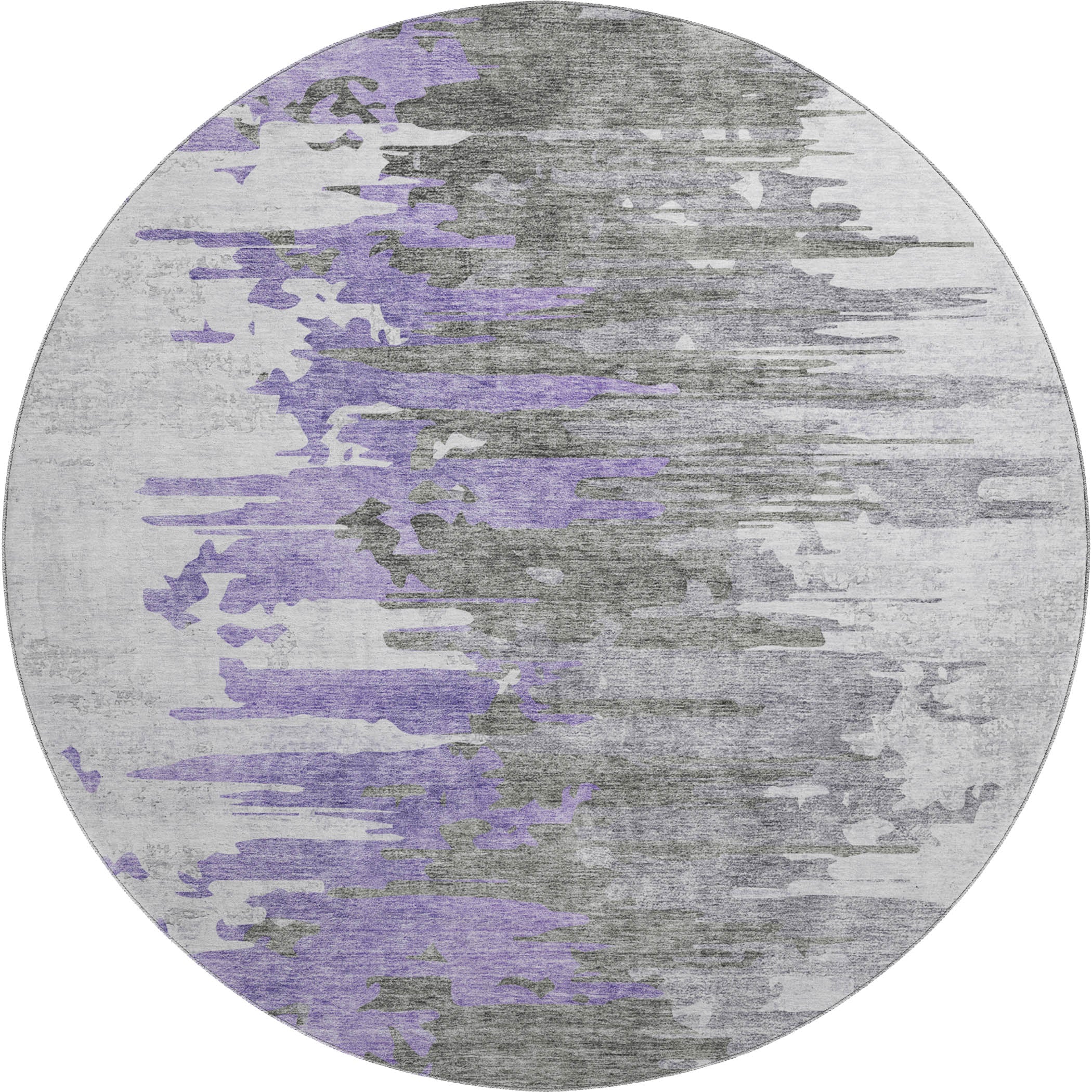 Siena Machine Washable Transitional Purple Rug 8' x 8' #shape_Round