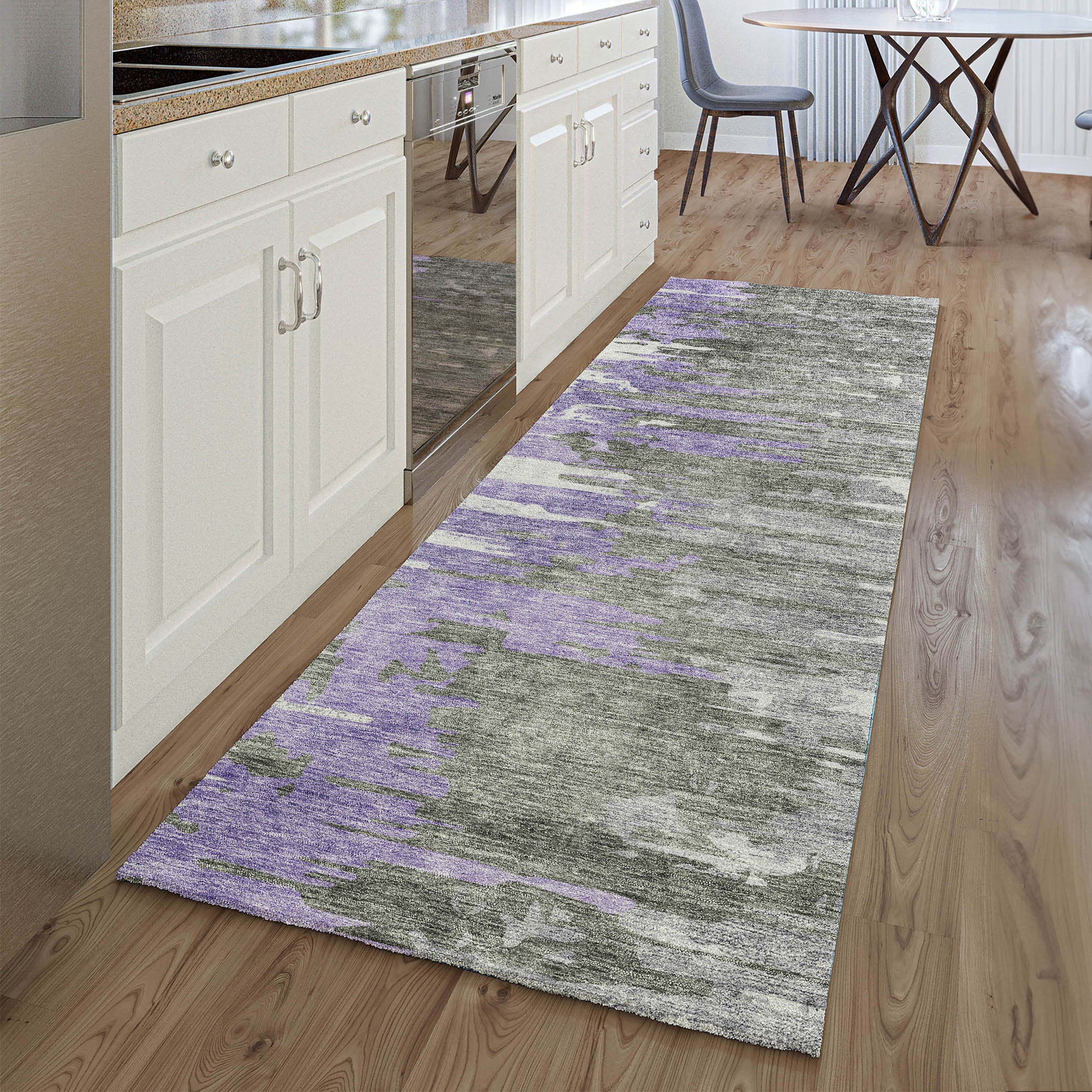 Siena Machine Washable Transitional Purple Rug 2'3" x 7'6" #shape_Runner