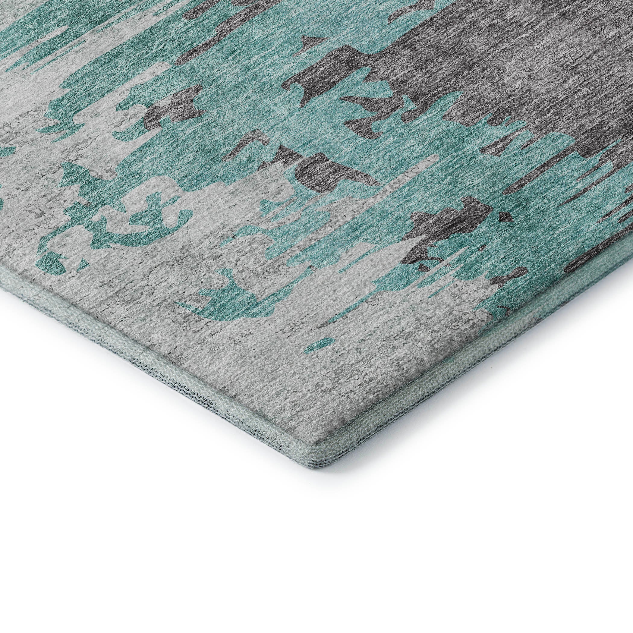 Siena Machine Washable Transitional Teal Rug 1'8" x 2'6" #shape_Rectangle