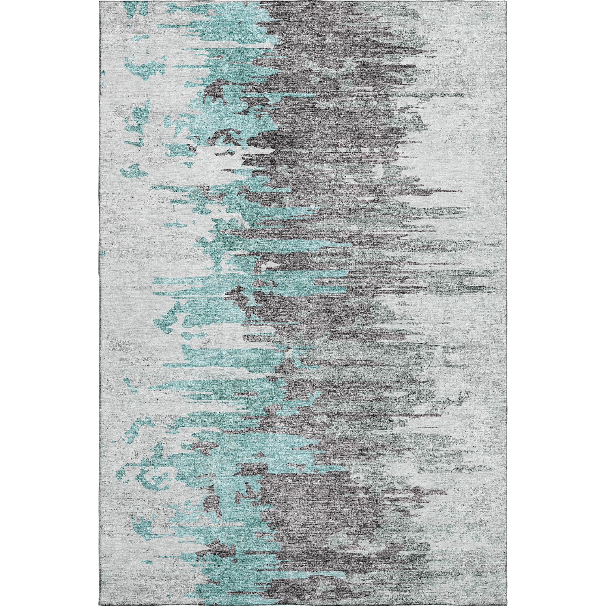 Siena Machine Washable Transitional Teal Rug 2'6" x 3'10" #shape_Rectangle