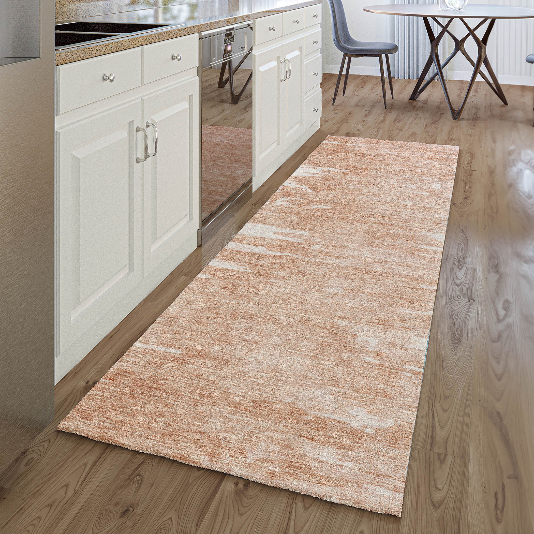 Kyoto Machine Washable Transitional Terracotta Orange Rug 2'3" x 7'6" #shape_Runner