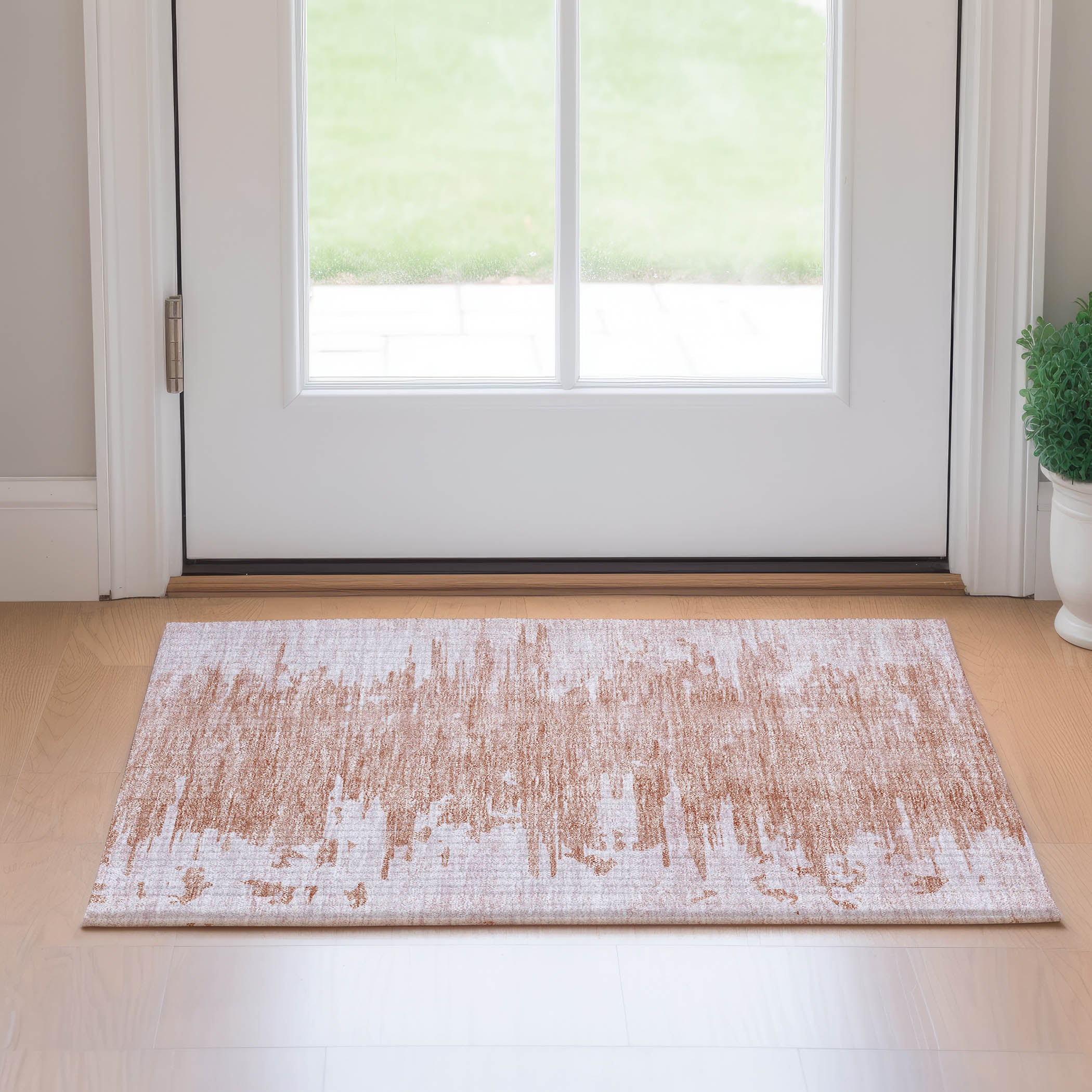 Kyoto Machine Washable Transitional Terracotta Orange Rug 1'8" x 2'6" #shape_Rectangle