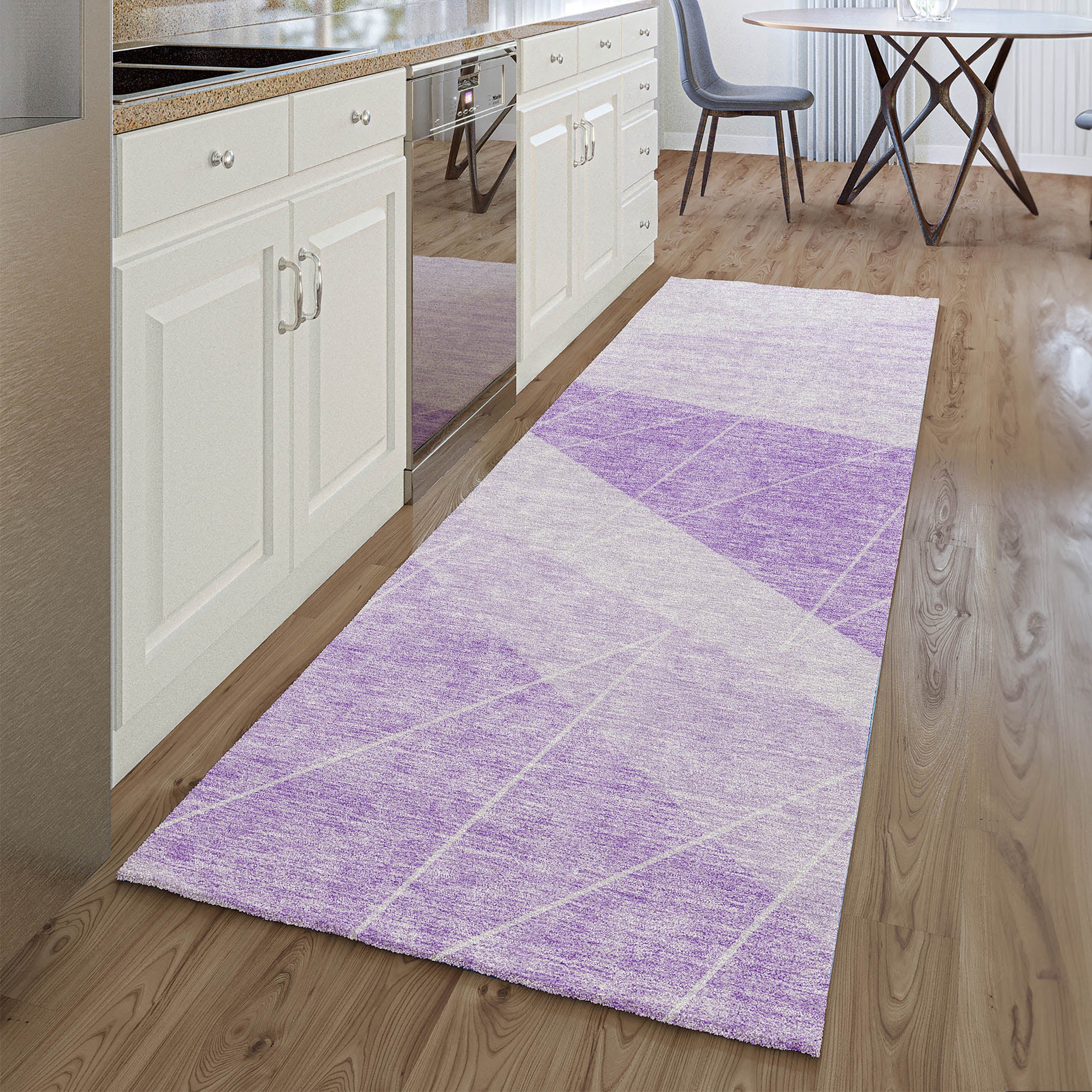 Dublin Machine Washable Transitional Lavender Purple Rug 2'3" x 7'6" #shape_Runner