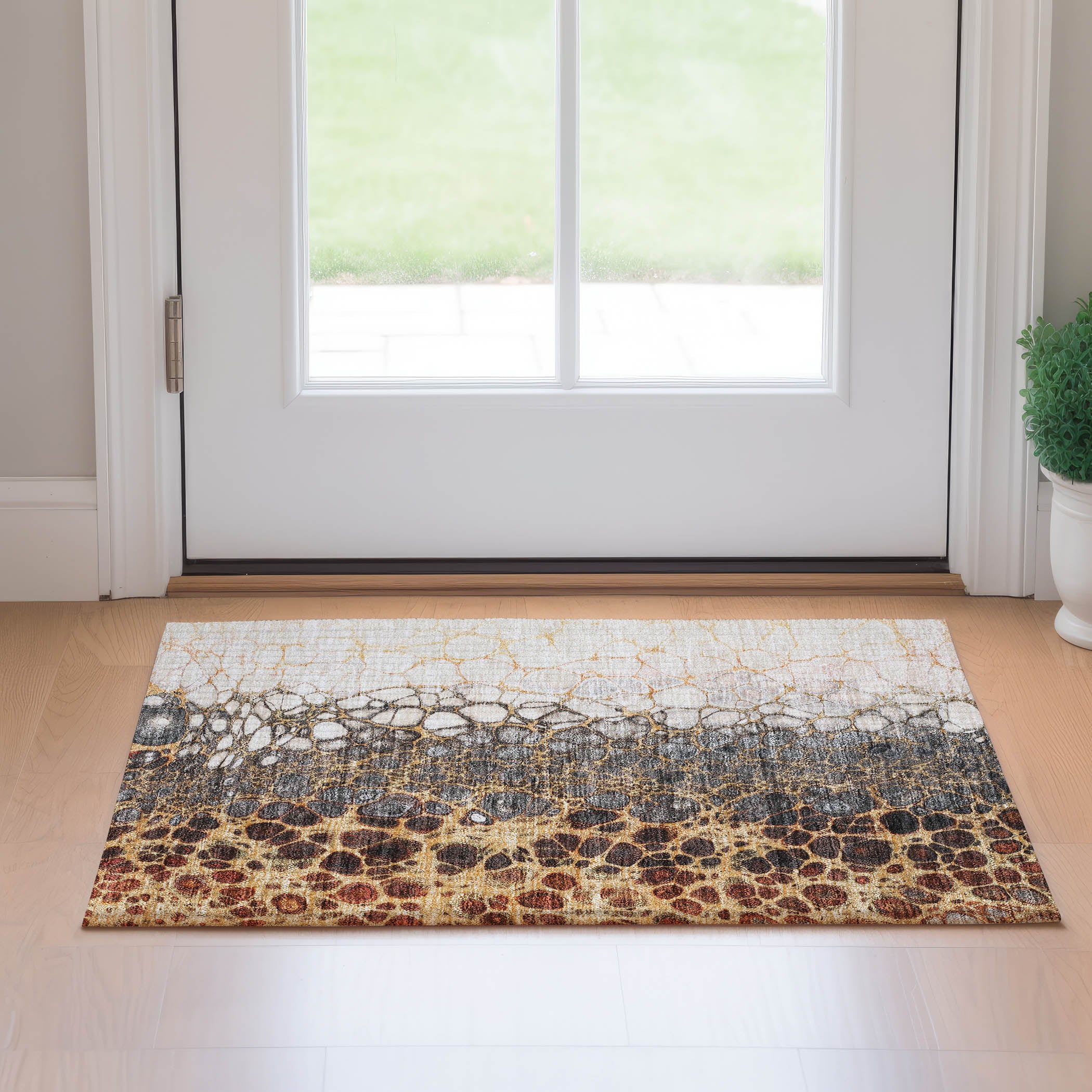 Rome Machine Washable Transitional Ivory Rug 1'8" x 2'6" #shape_Rectangle