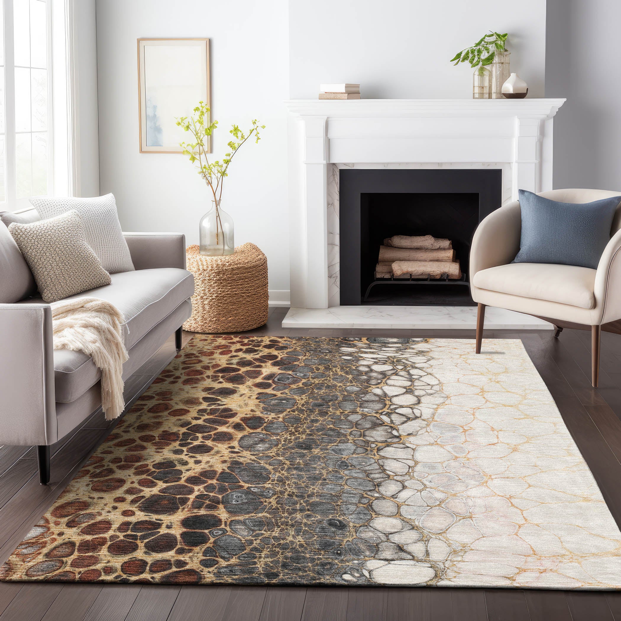 Rome Machine Washable Transitional Ivory Rug 2'6" x 3'10" #shape_Rectangle