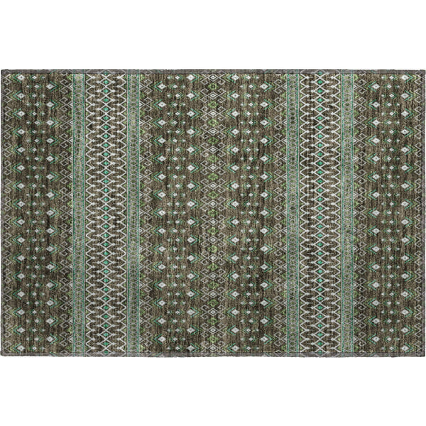 Split Machine Washable Transitional Brown Rug 1'8" x 2'6"