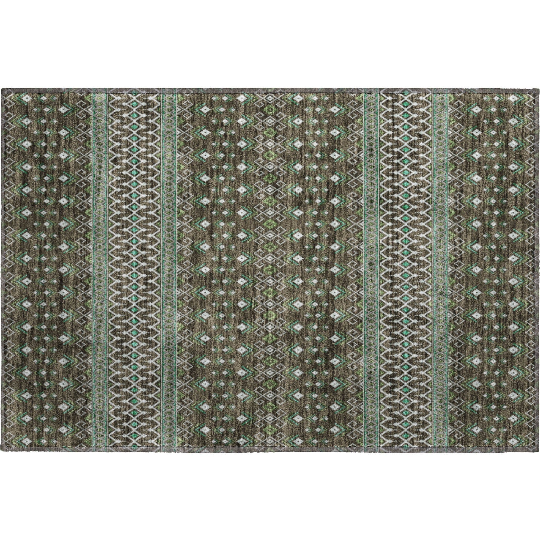 Split Machine Washable Transitional Brown Rug 1'8" x 2'6" #shape_Rectangle