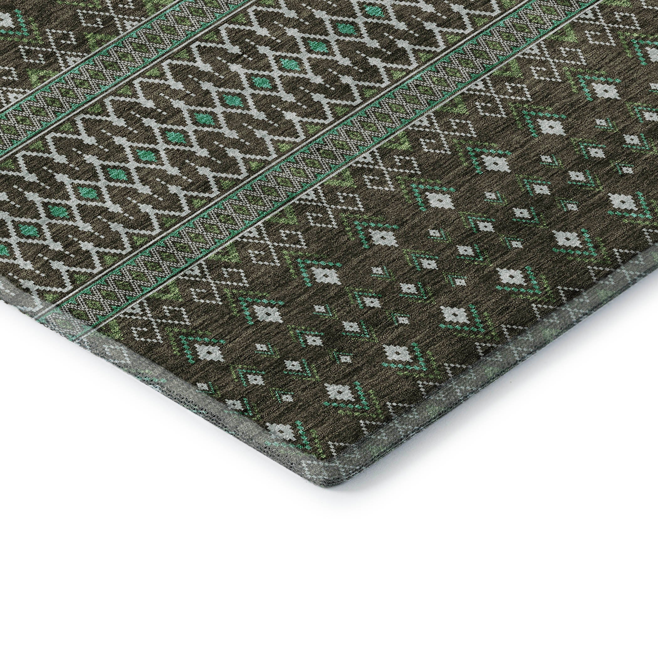 Split Machine Washable Transitional Brown Rug 1'8" x 2'6" #shape_Rectangle
