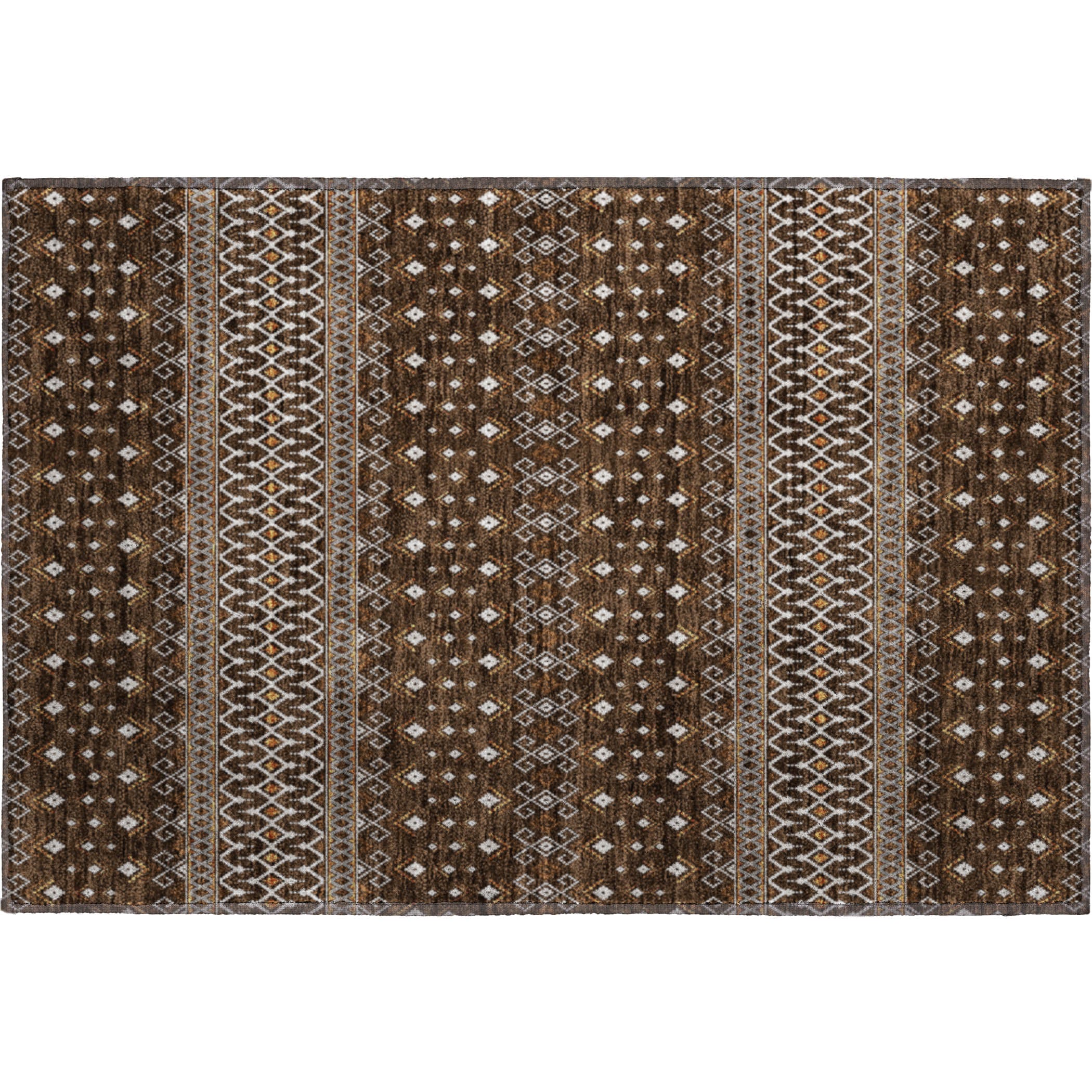 Split Machine Washable Transitional Chocolate Brown Rug 1'8" x 2'6" #shape_Rectangle