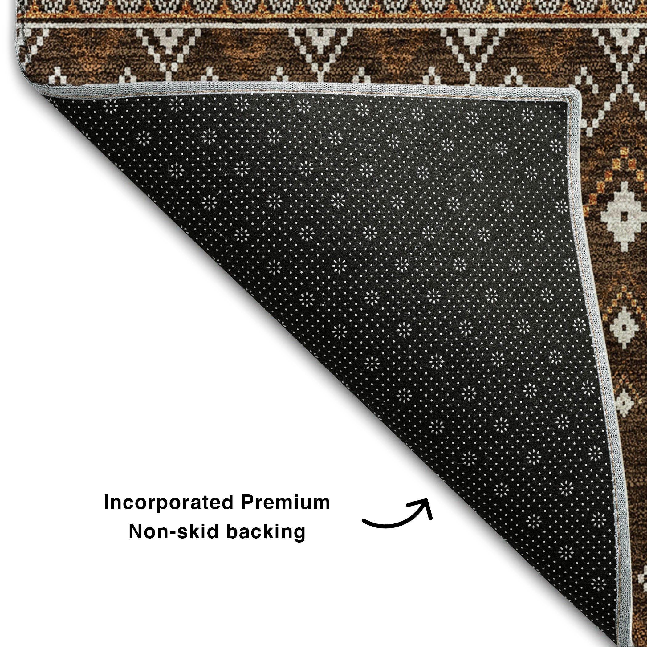 Split Machine Washable Transitional Chocolate Brown Rug 1'8" x 2'6" #shape_Rectangle