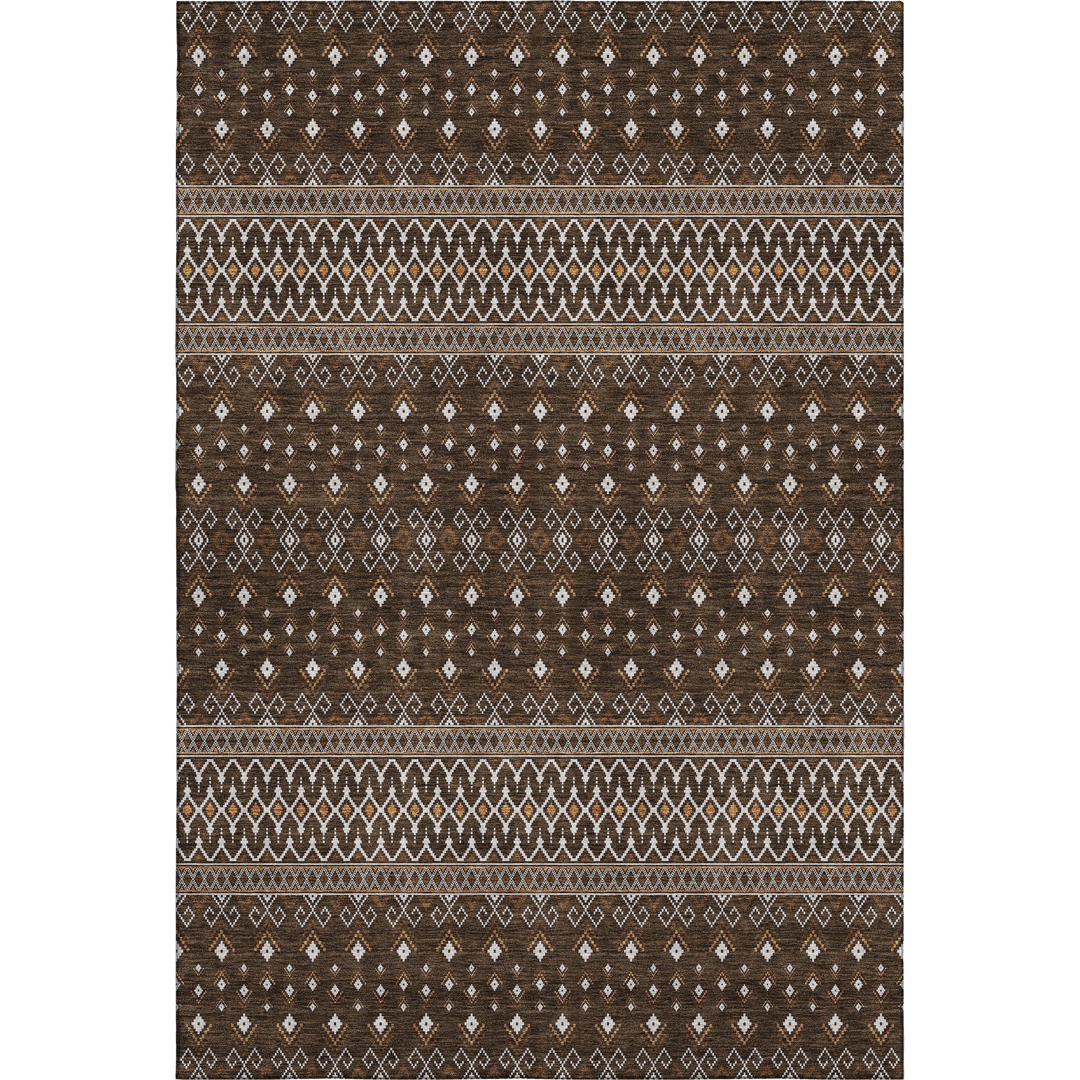 Split Machine Washable Transitional Chocolate Brown Rug 2'6" x 3'10" #shape_Rectangle
