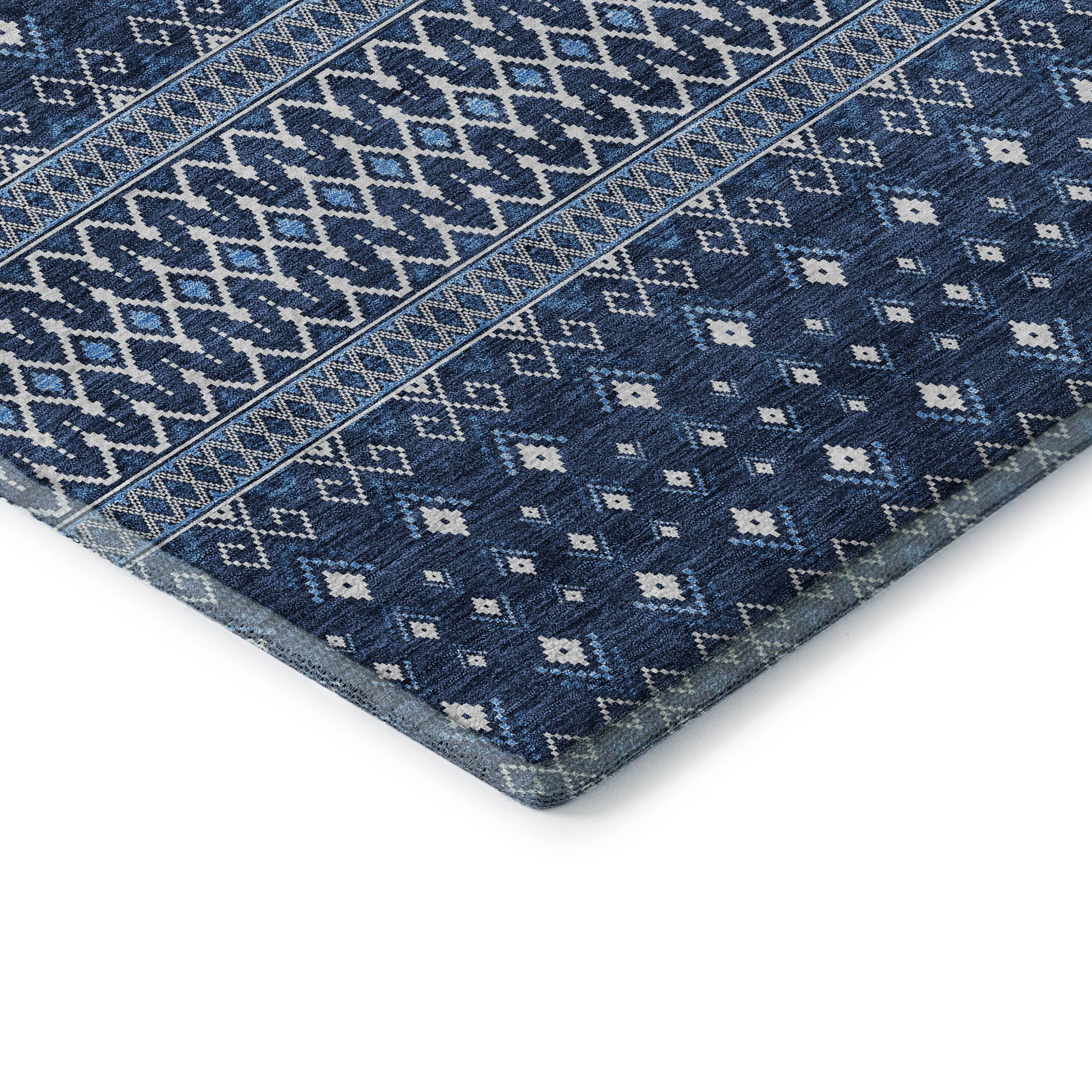 Split Machine Washable Transitional Navy Blue Rug 1'8" x 2'6" #shape_Rectangle