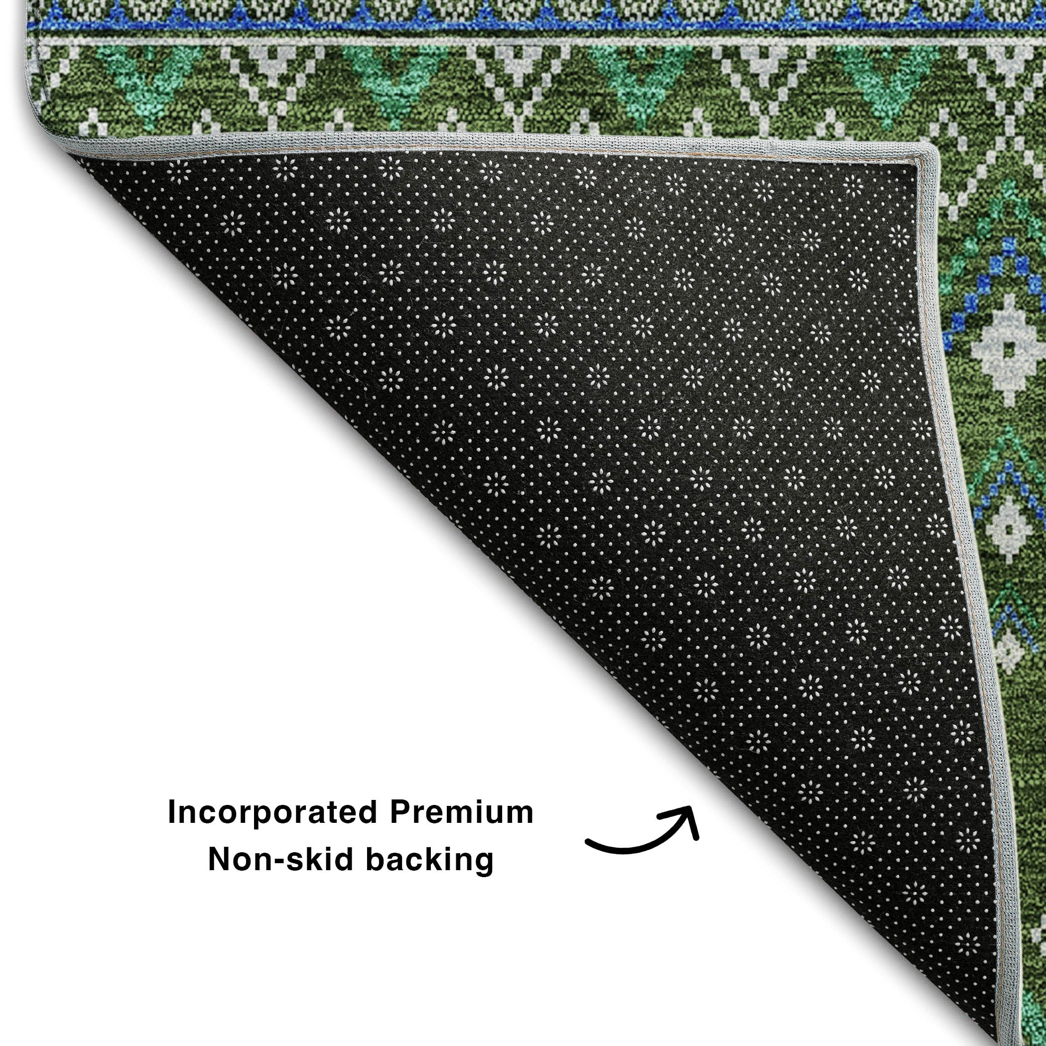 Split Machine Washable Transitional Olive Green Rug 1'8" x 2'6" #shape_Rectangle