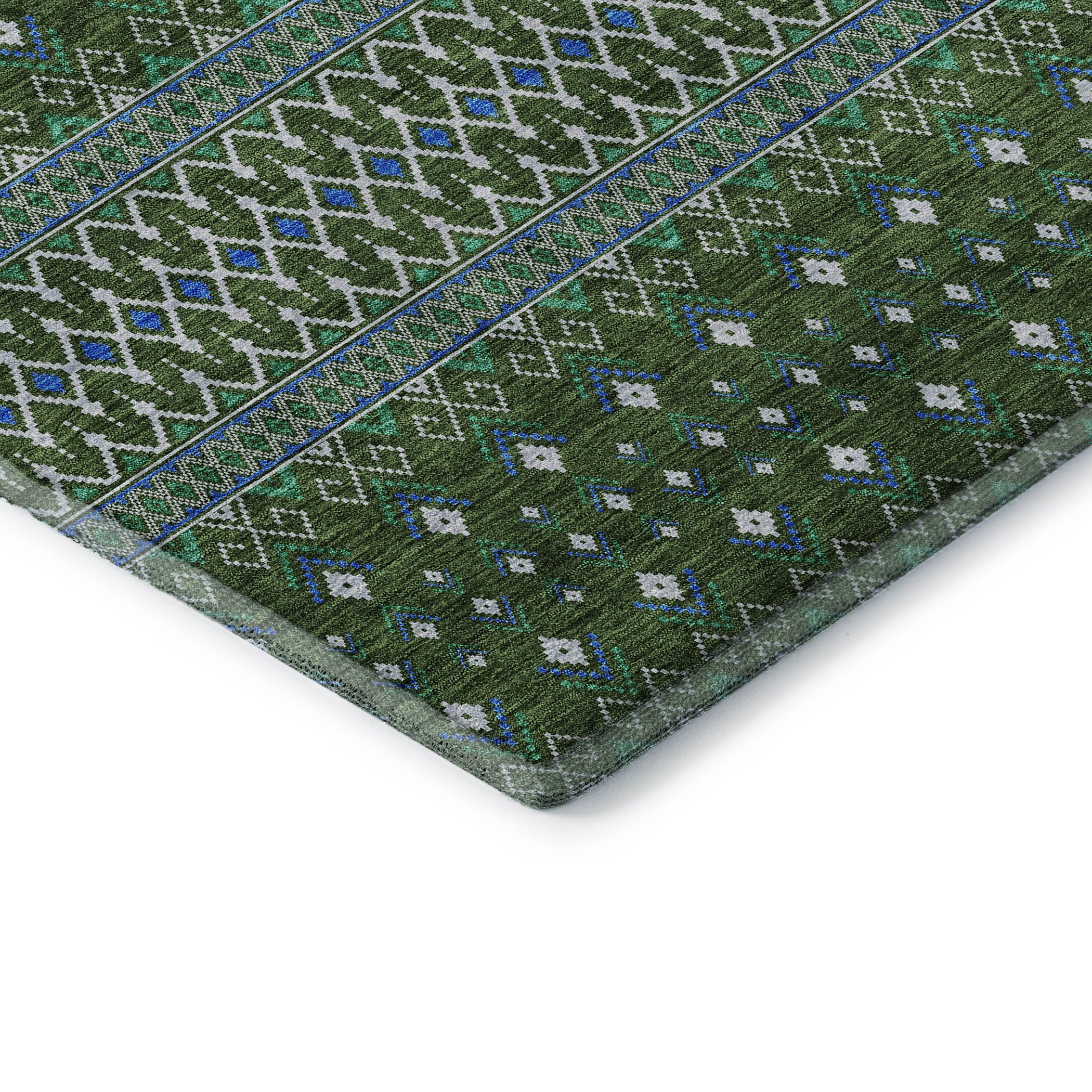 Split Machine Washable Transitional Olive Green Rug 1'8" x 2'6" #shape_Rectangle