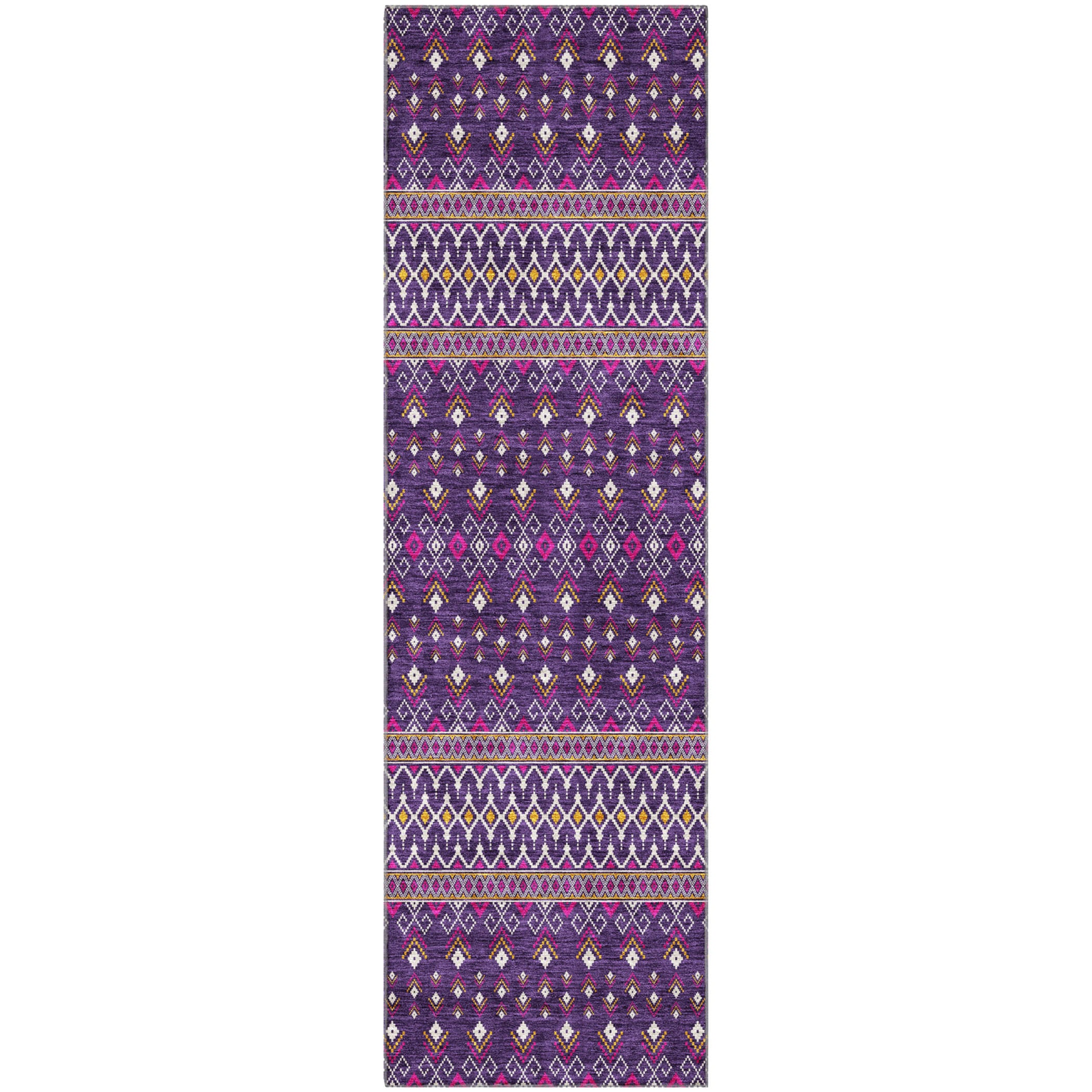 Split Machine Washable Transitional Purple Rug 2'3" x 7'6" #shape_Runner