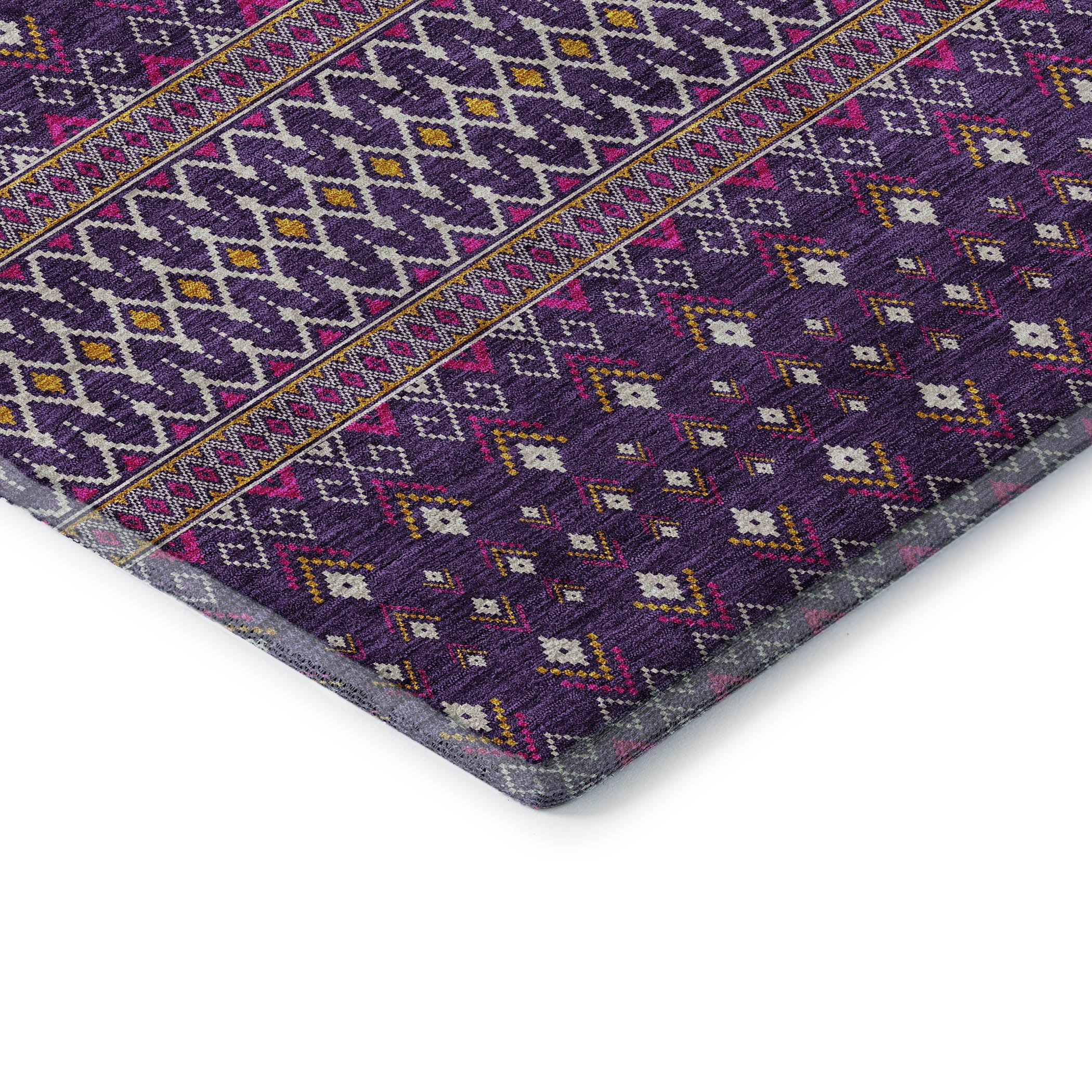 Split Machine Washable Transitional Purple Rug 1'8" x 2'6" #shape_Rectangle