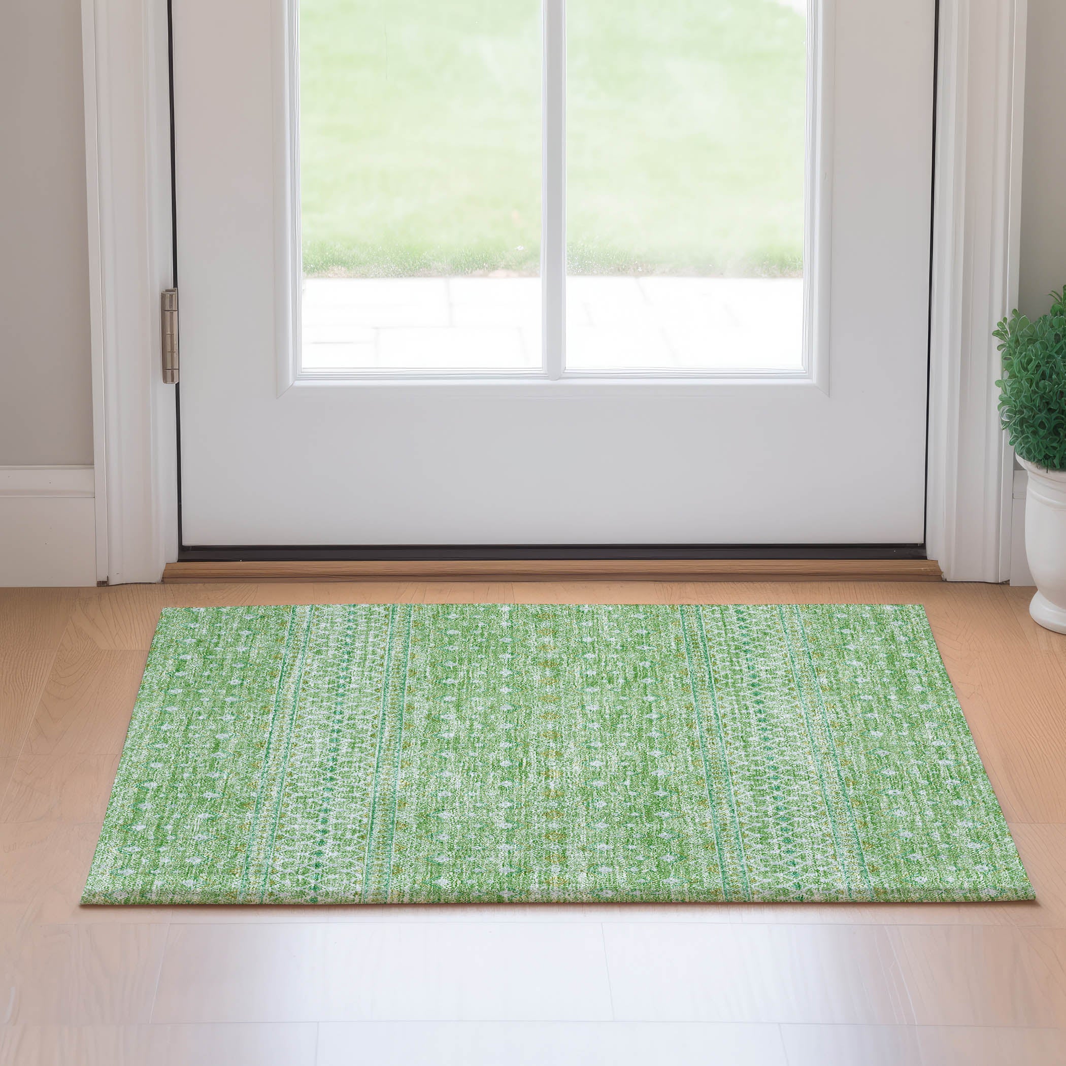Oaxaca Machine Washable Transitional Aloe Green Rug 1'8" x 2'6" #shape_Rectangle