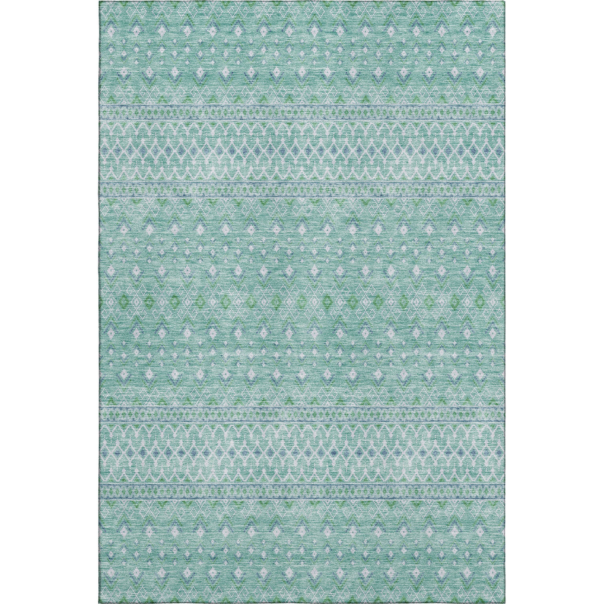Oaxaca Machine Washable Transitional Aqua Teal Rug 2'6" x 3'10" #shape_Rectangle