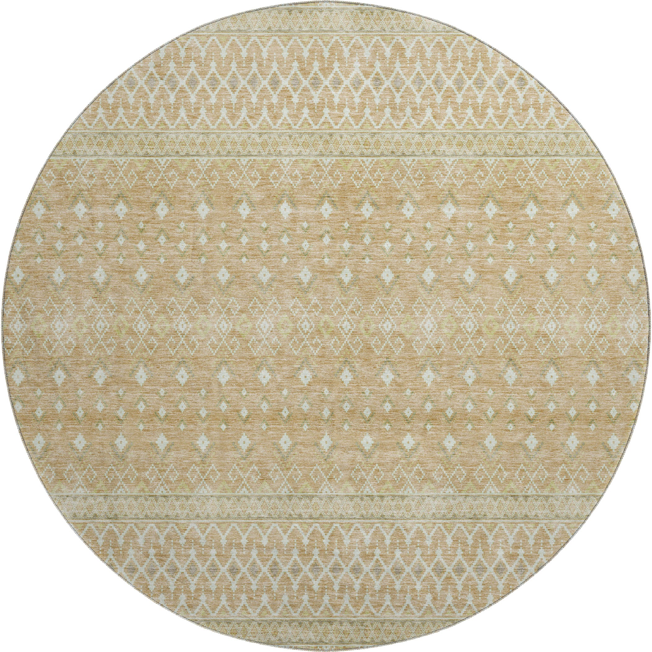 Oaxaca Machine Washable Transitional Copper Orange Rug 8' x 8' #shape_Round