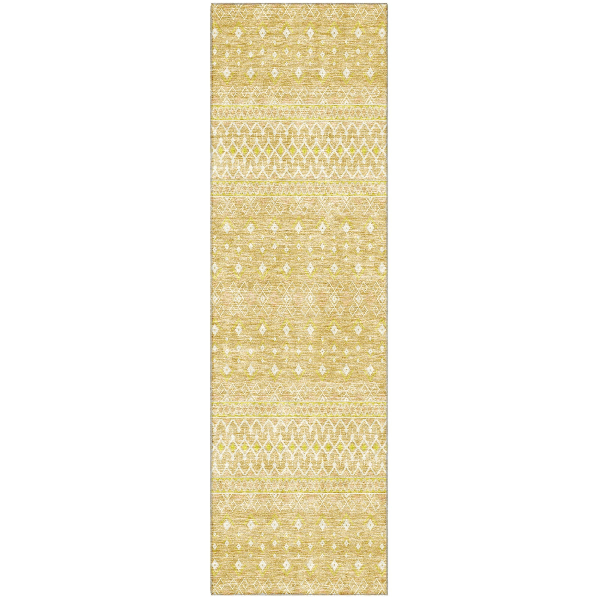 Oaxaca Machine Washable Transitional Gold Rug 2'3" x 7'6" #shape_Runner