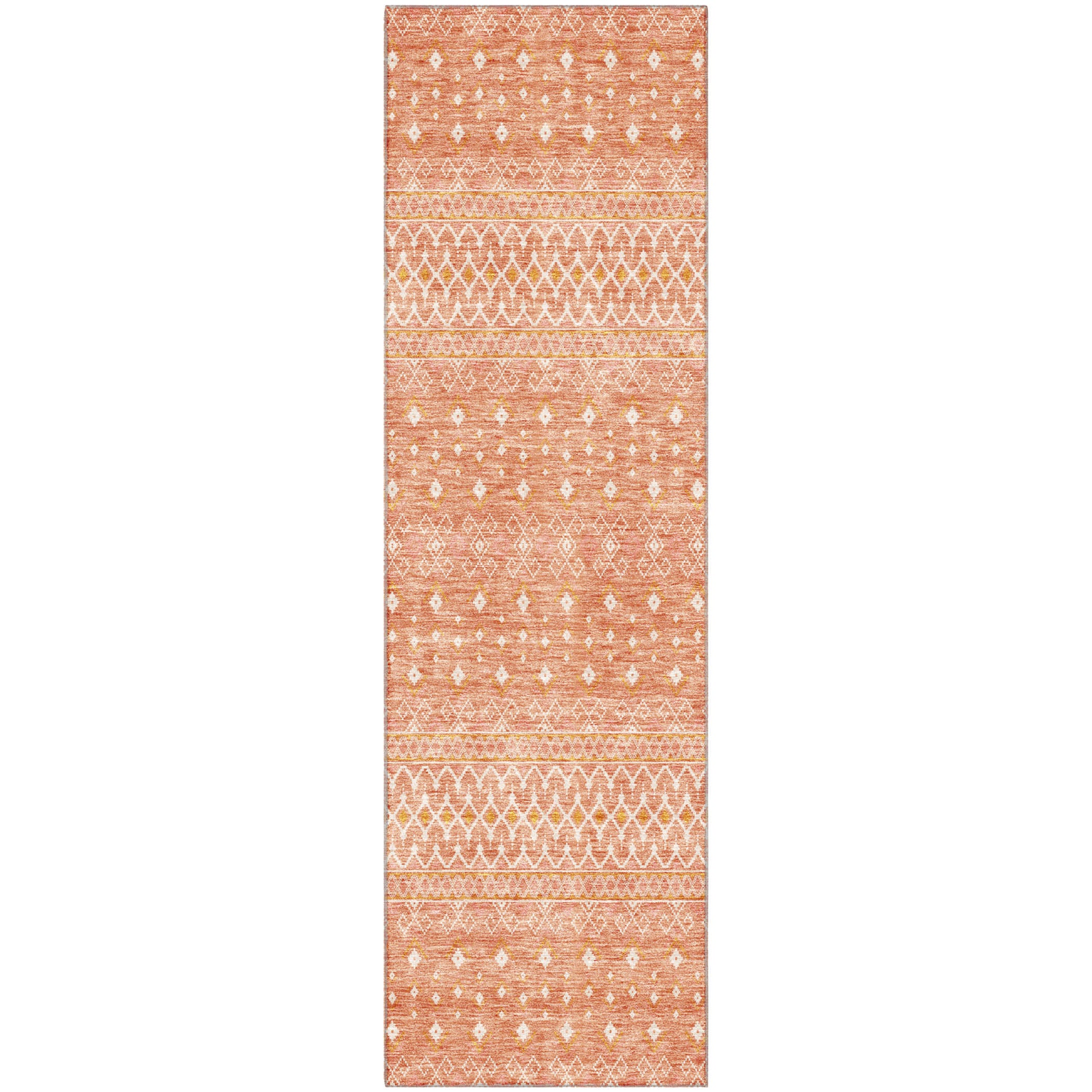 Oaxaca Machine Washable Transitional Salmon Orange Rug 2'3" x 7'6" #shape_Runner