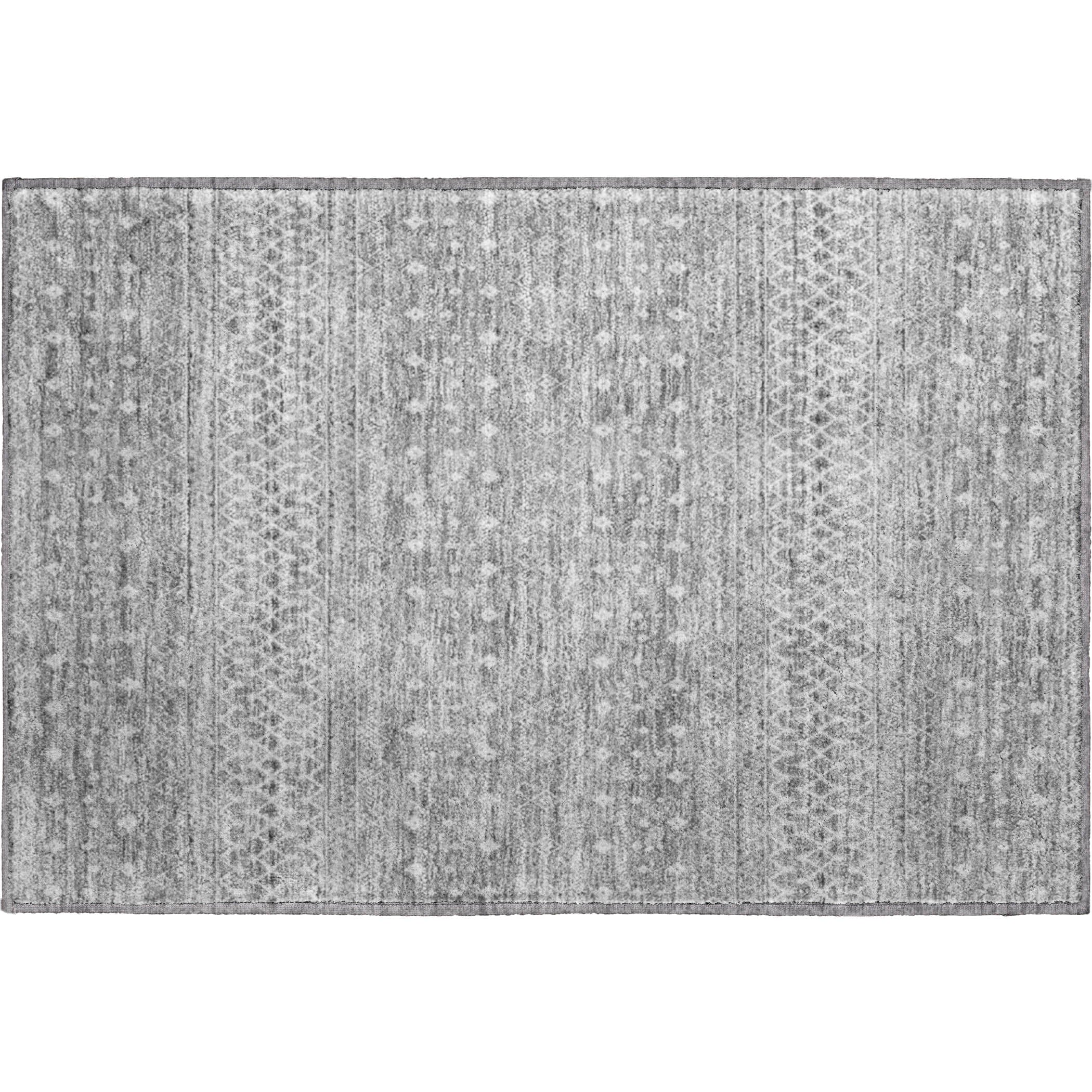 Oaxaca Machine Washable Transitional Silver Gray Rug 1'8" x 2'6" #shape_Rectangle