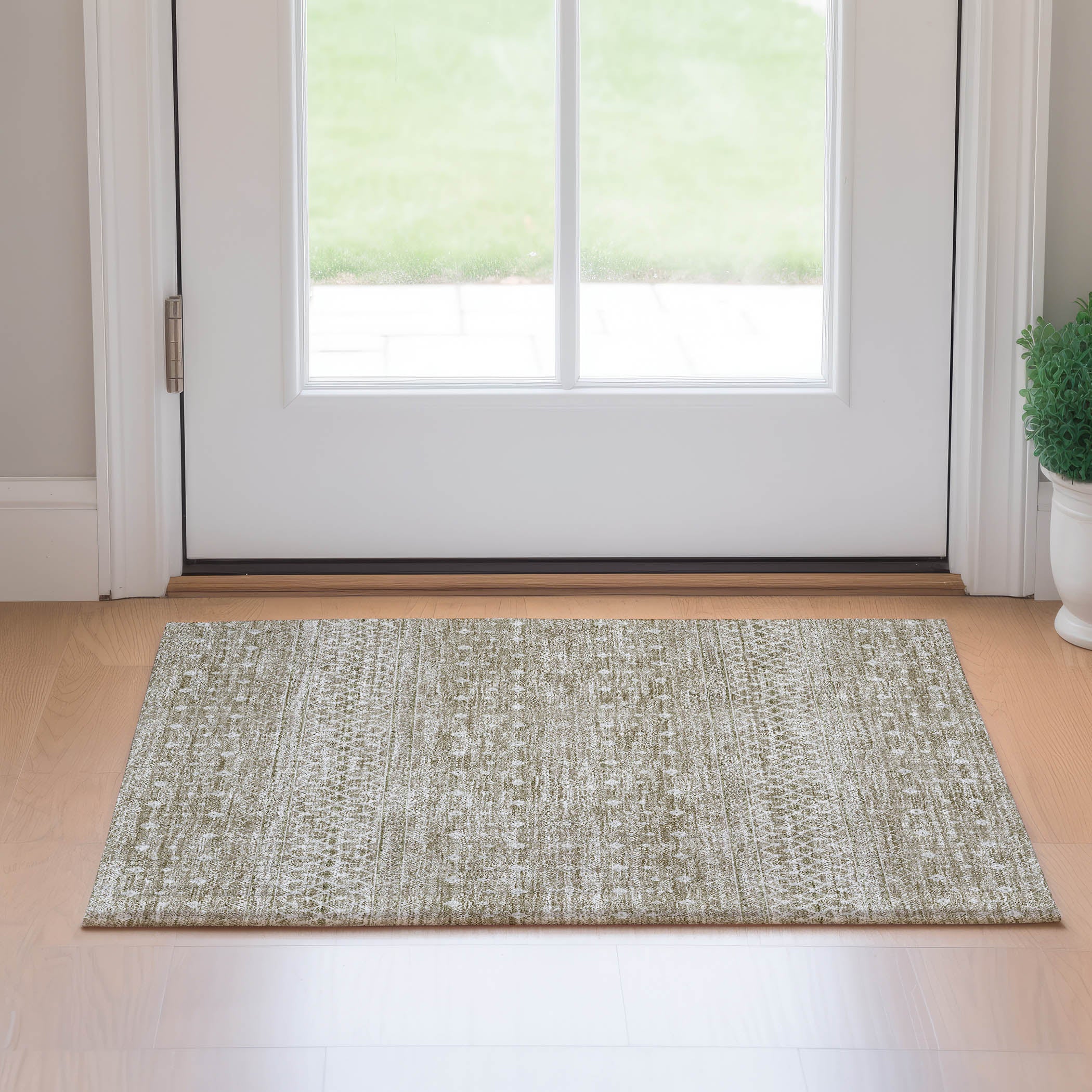 Oaxaca Machine Washable Transitional Taupe Brown Rug 1'8" x 2'6" #shape_Rectangle
