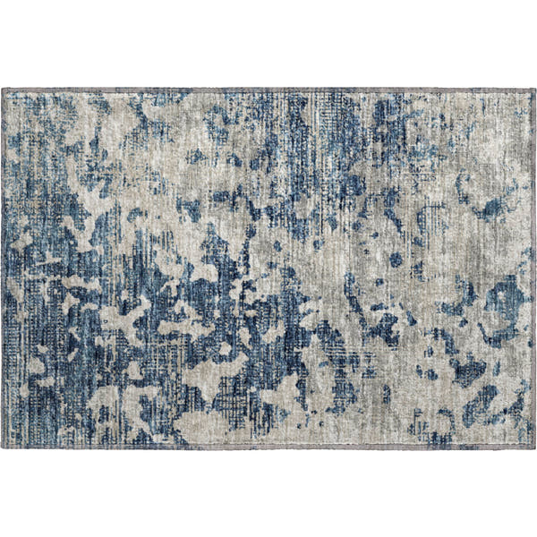 Mdina Machine Washable Transitional Blue Navy Rug 1'8" x 2'6"