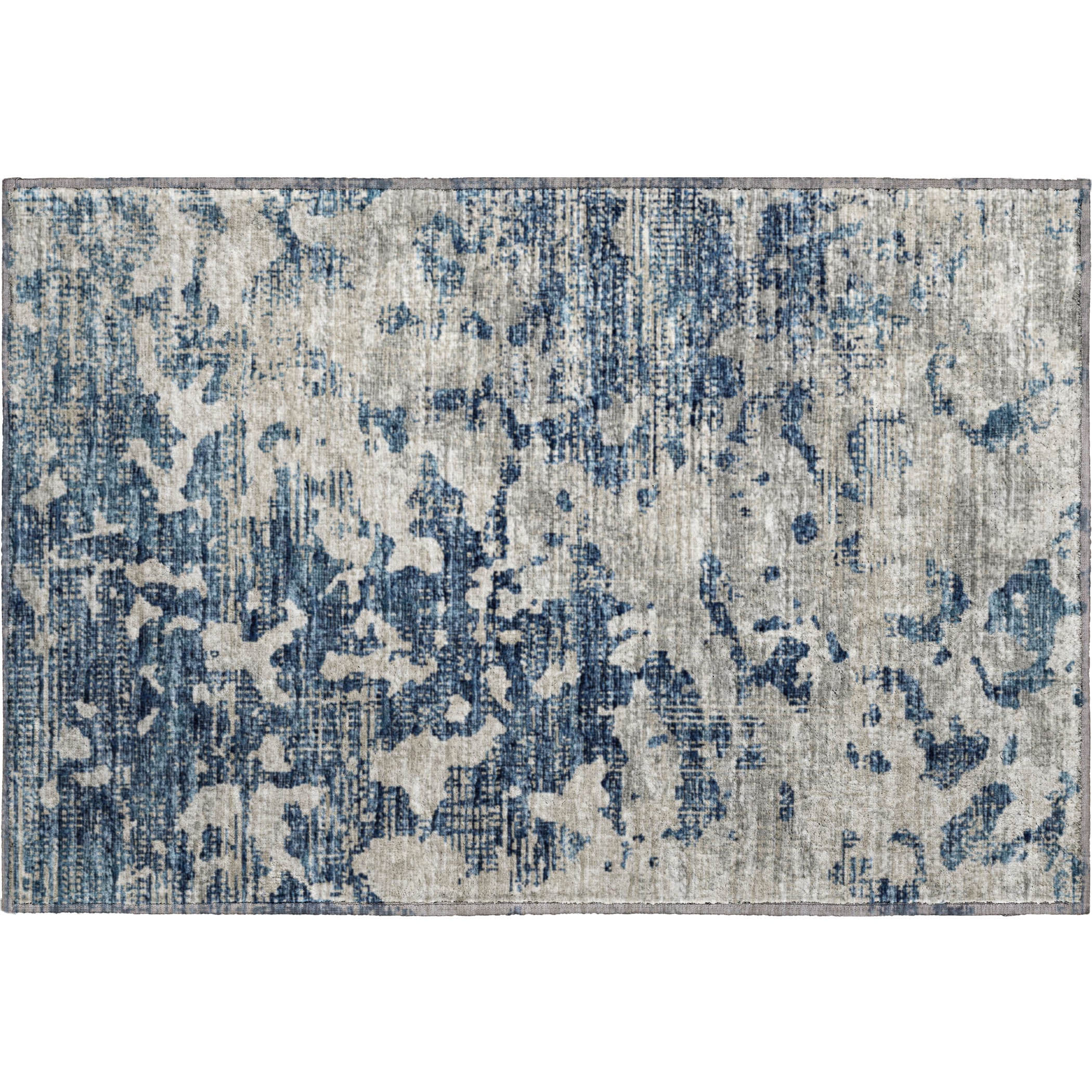Mdina Machine Washable Transitional Blue Navy Rug 1'8" x 2'6" #shape_Rectangle