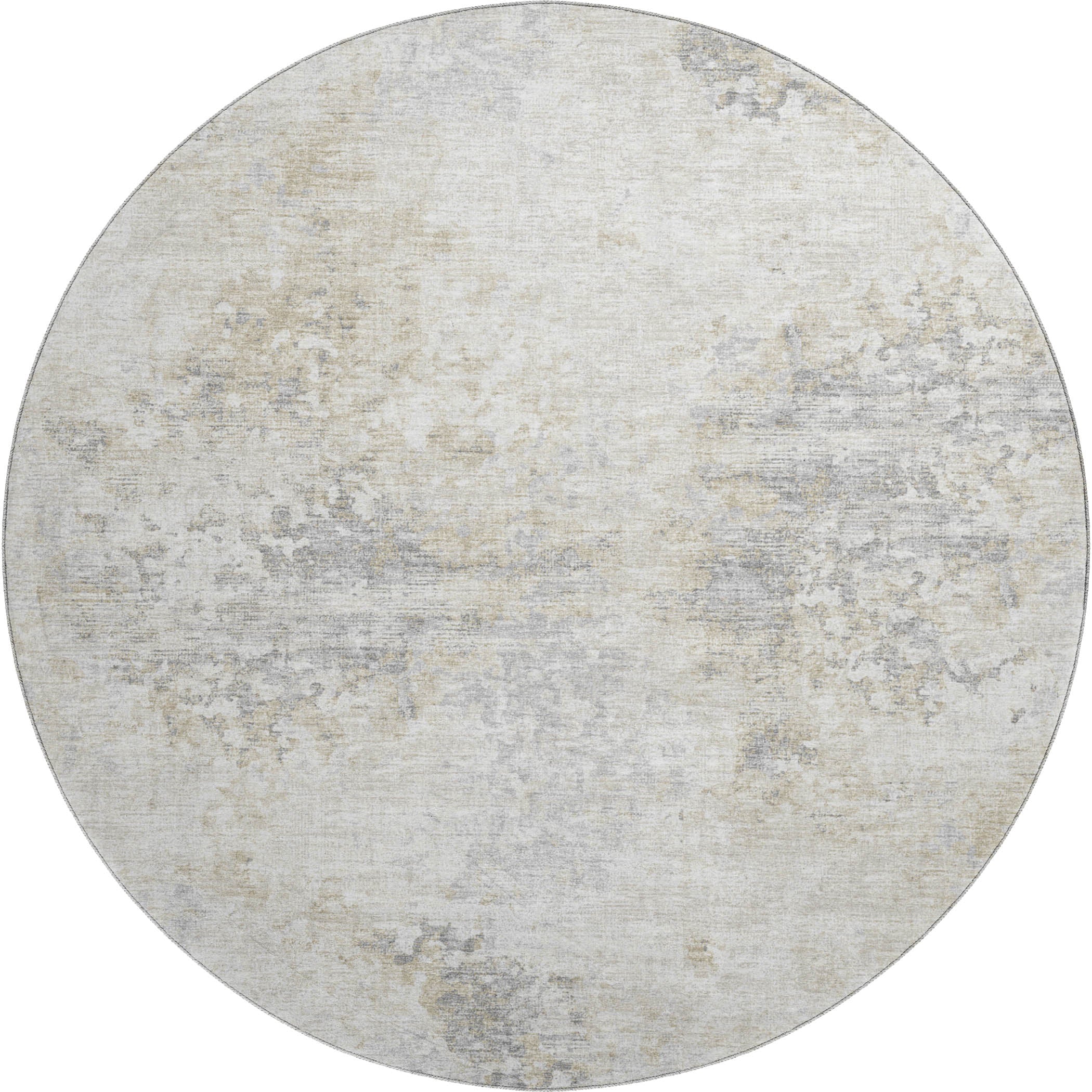 Mdina Machine Washable Transitional Ivory Rug 8' x 8' #shape_Round