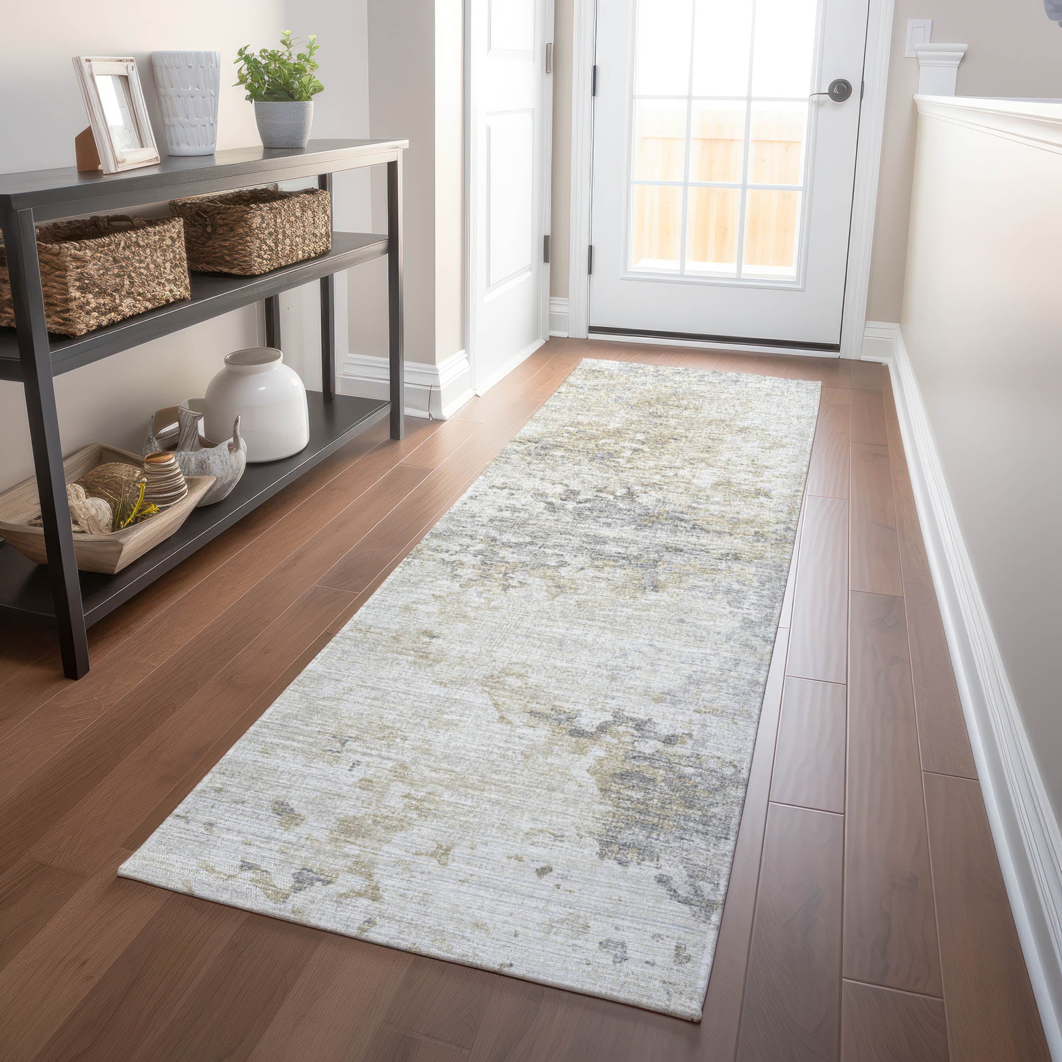 Mdina Machine Washable Transitional Ivory Rug 2'3" x 7'6" #shape_Runner