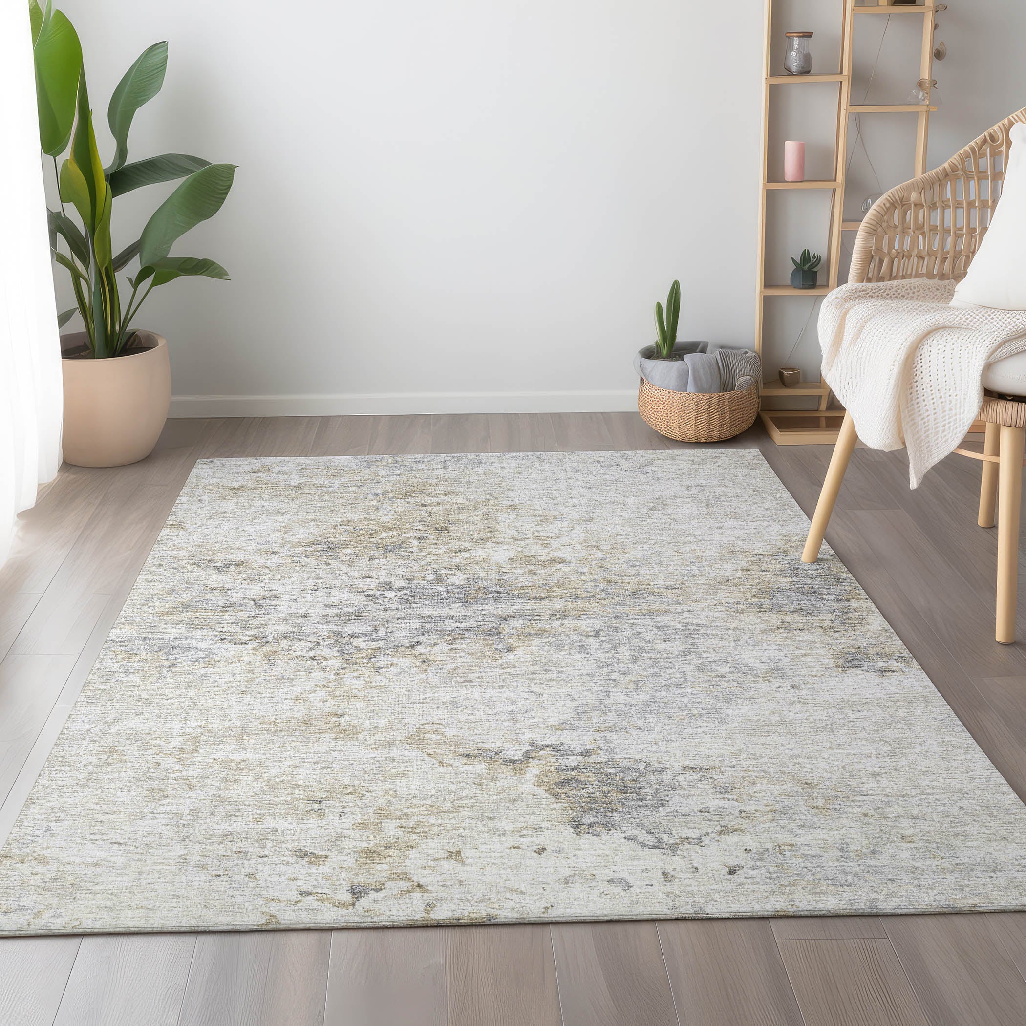 Mdina Machine Washable Transitional Ivory Rug 2'6" x 3'10" #shape_Rectangle