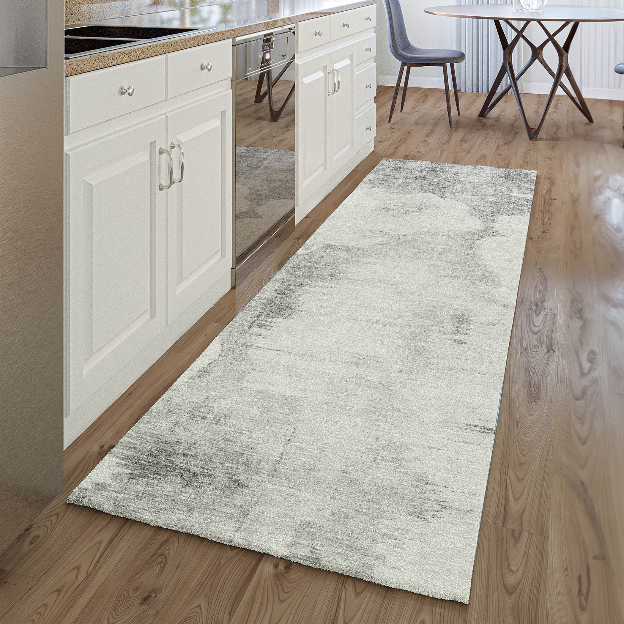 Sintra Machine Washable Transitional Silver Gray Rug 2'3" x 7'6" #shape_Runner