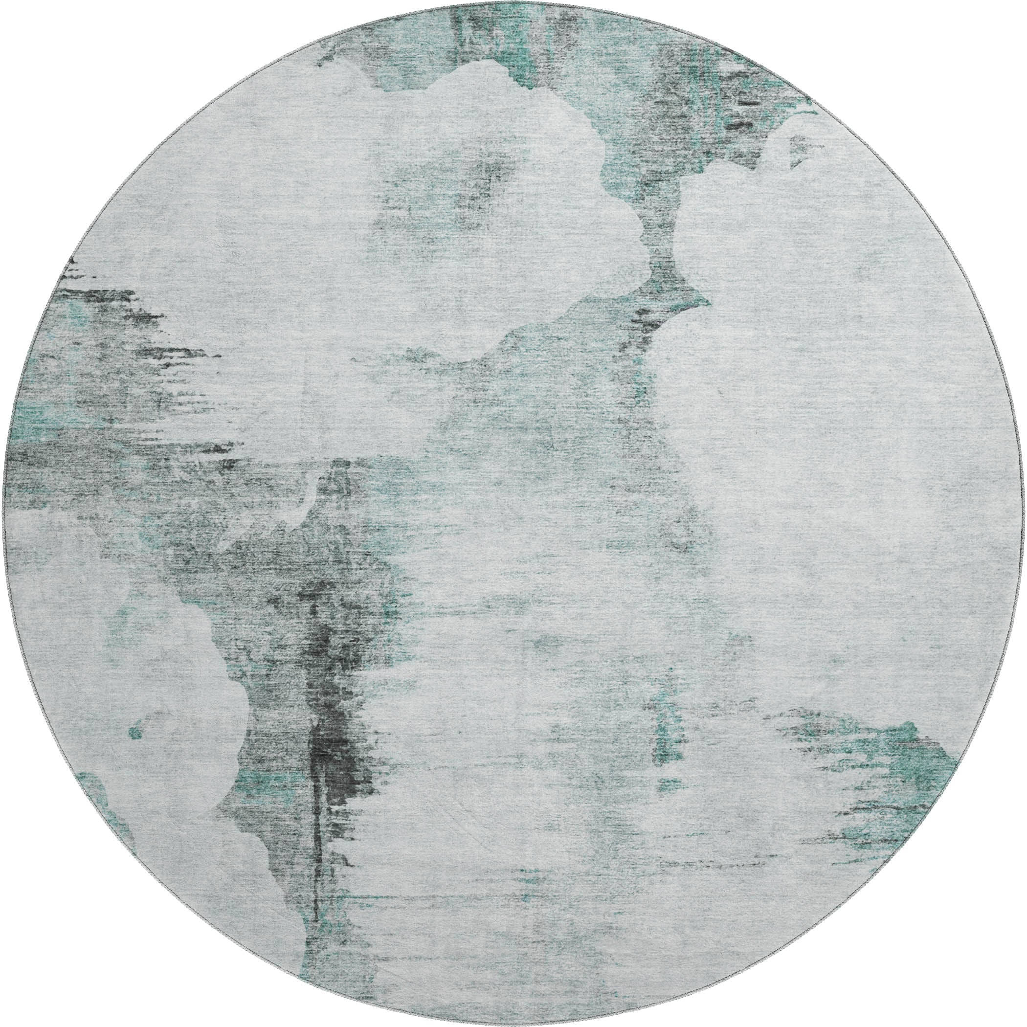 Sintra Machine Washable Transitional Teal Rug 8' x 8' #shape_Round