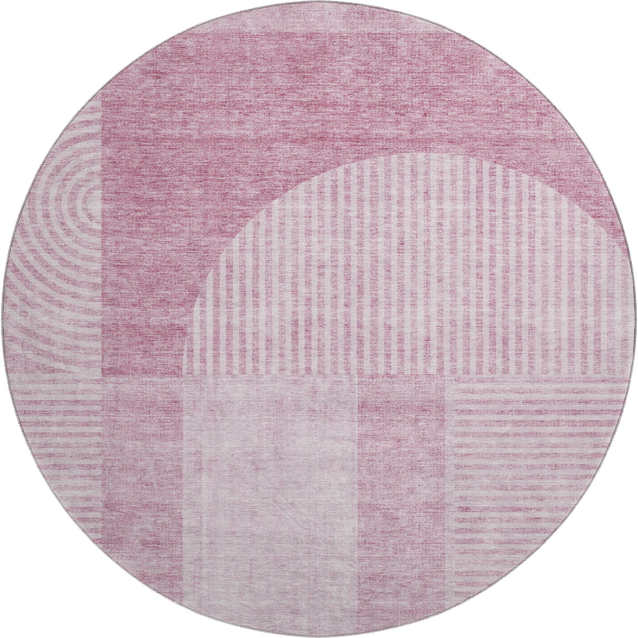 Athens Machine Washable Transitional Blush Pink Rug 8' x 8' #shape_Round