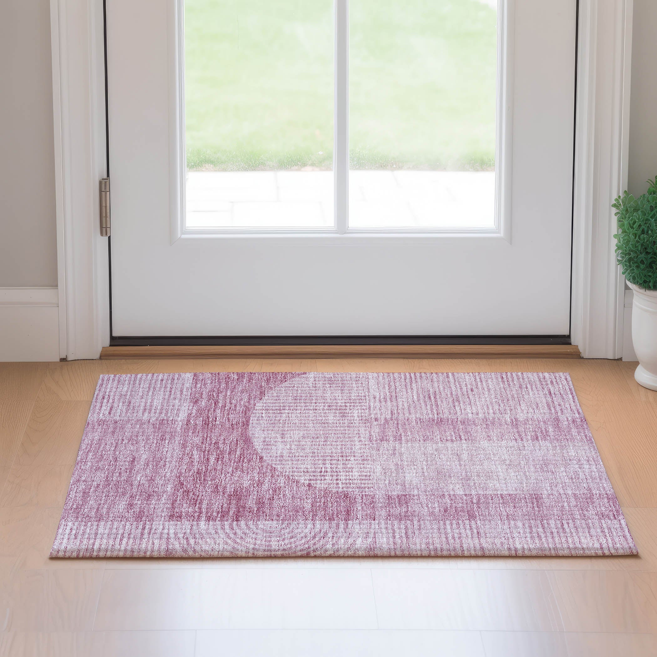 Athens Machine Washable Transitional Blush Pink Rug 1'8" x 2'6" #shape_Rectangle